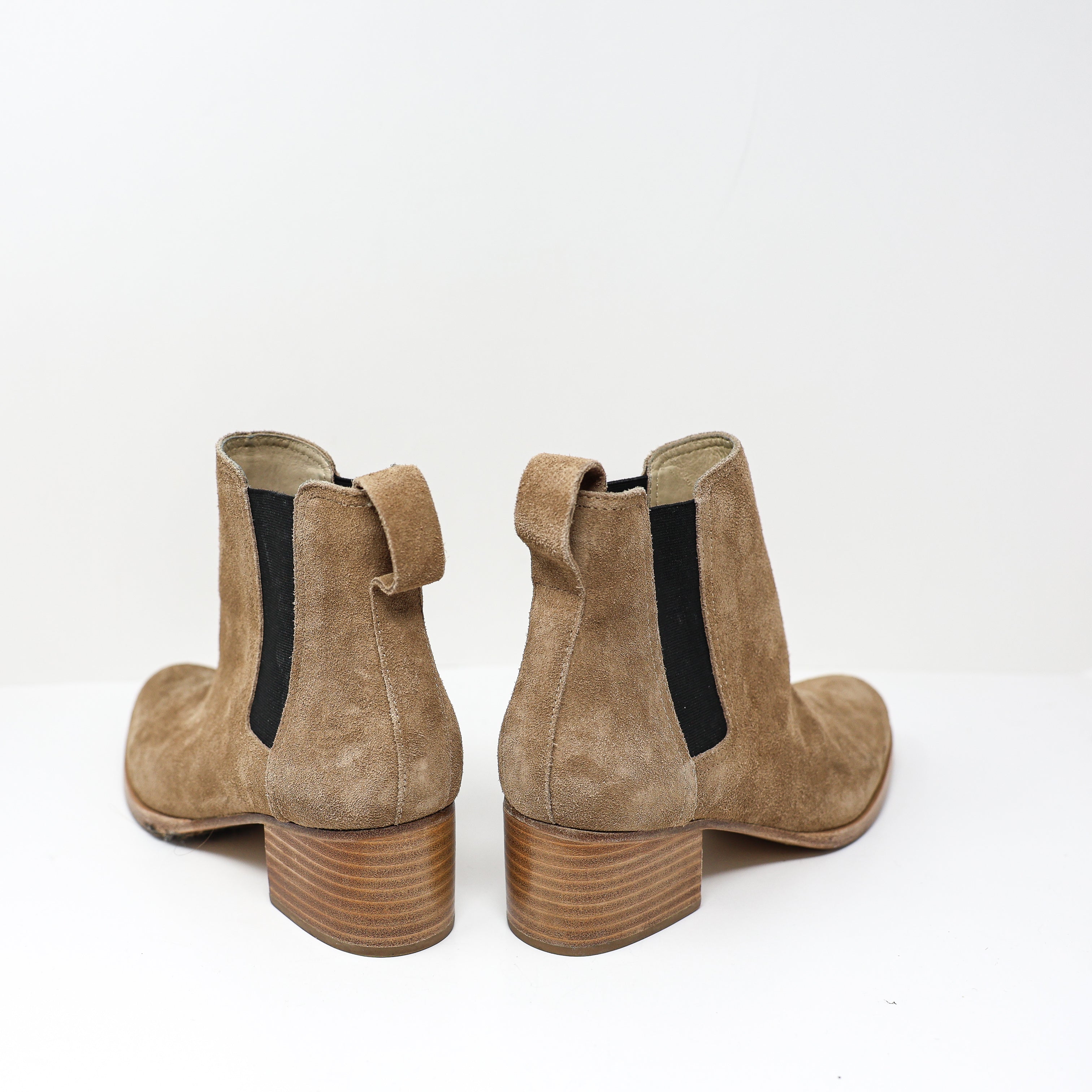Rag &amp; Bone Walker Genuine Suede Leather Pull On Block Heel Ankle Booties Camel