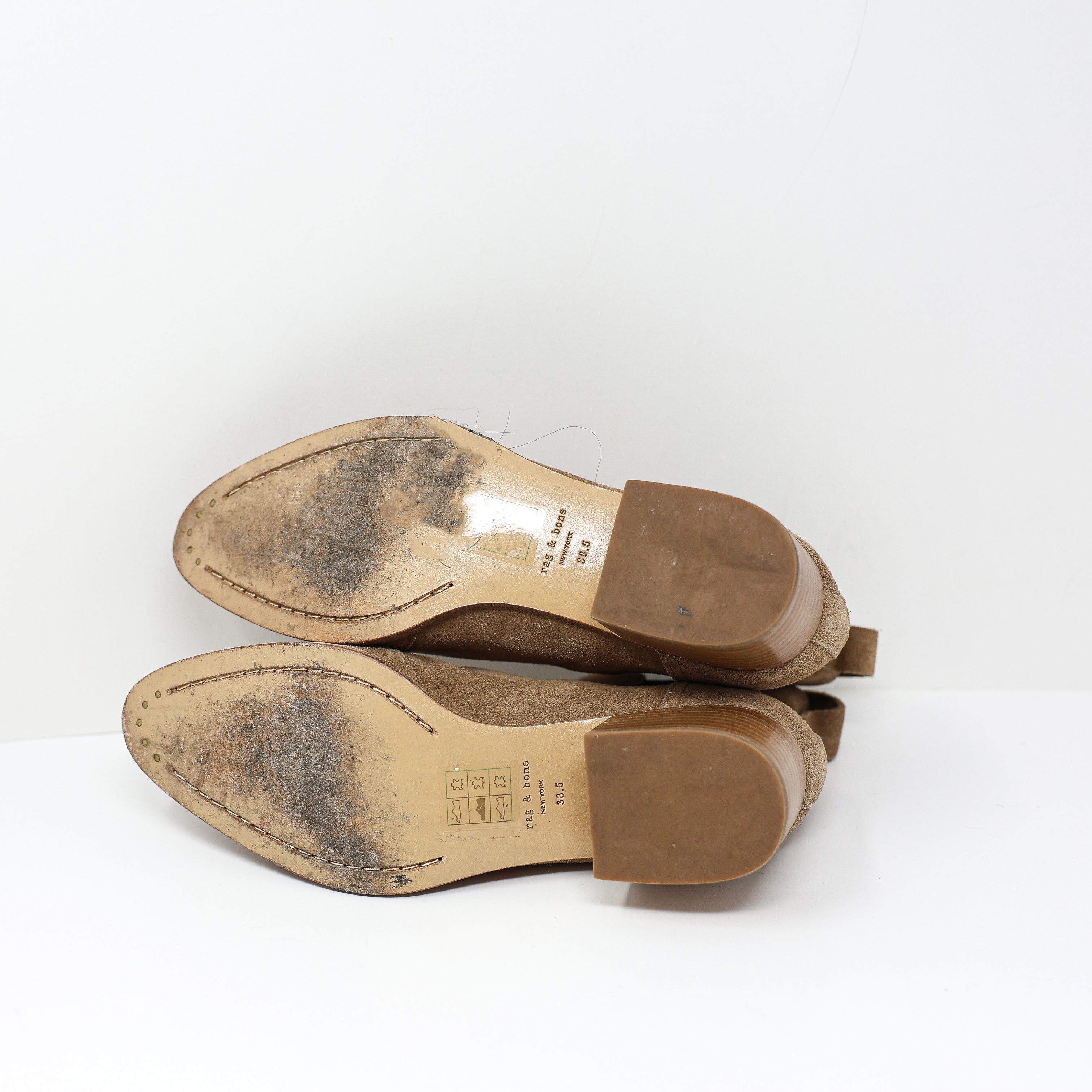 Rag &amp; Bone Walker Genuine Suede Leather Pull On Block Heel Ankle Booties Camel