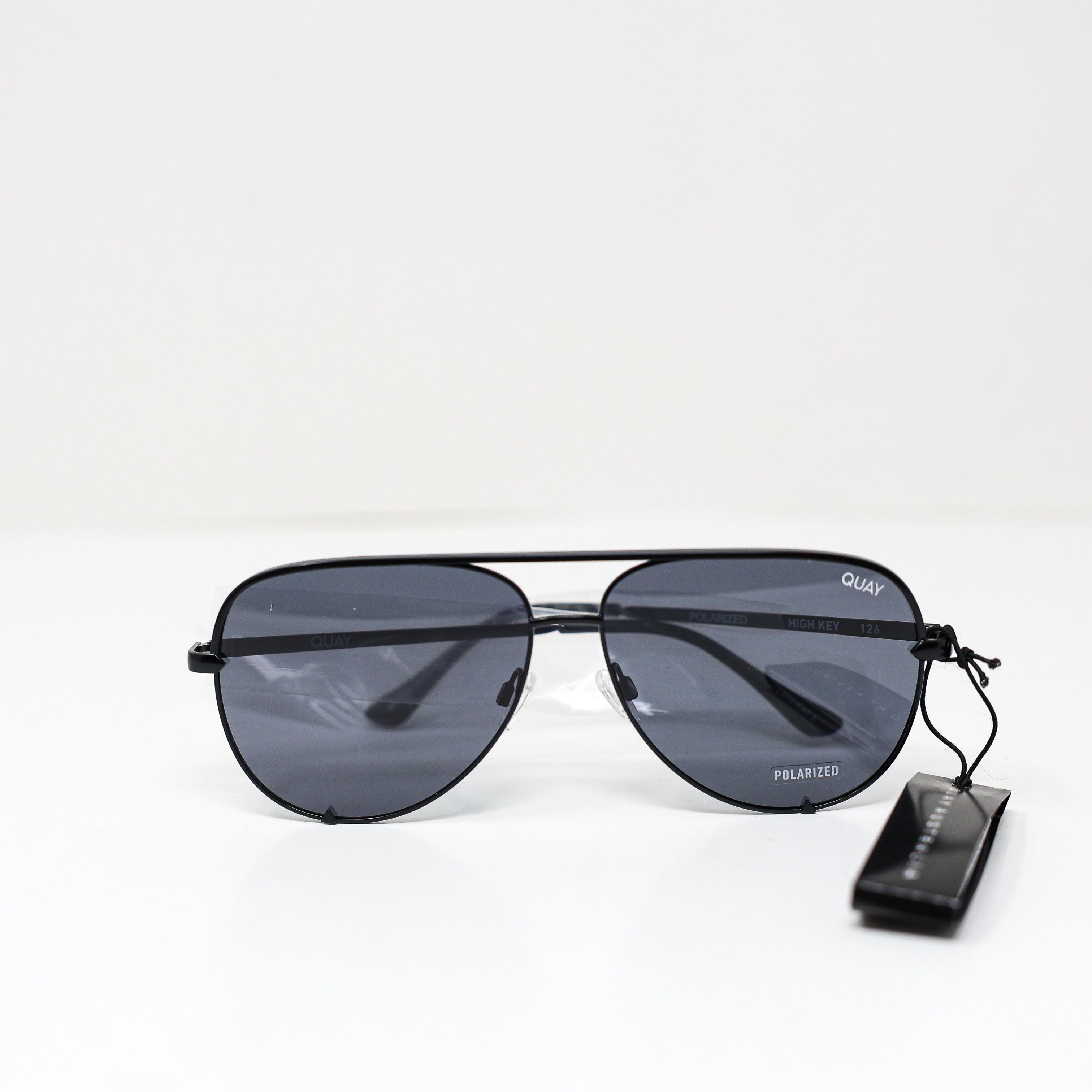 NEW Quay High Key Metal Wire Frame Polarized Lenses Black Sunglasses