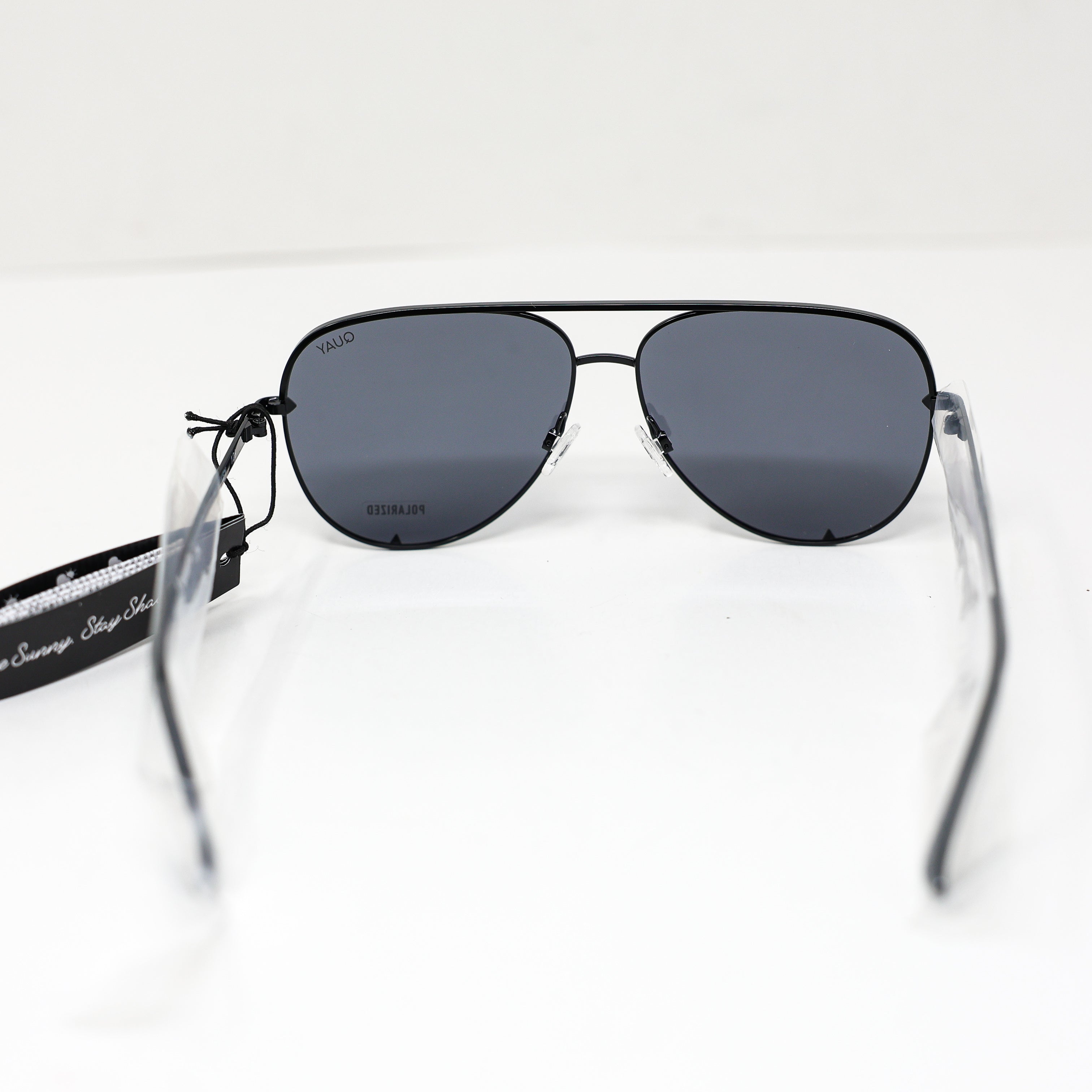NEW Quay High Key Metal Wire Frame Polarized Lenses Black Sunglasses