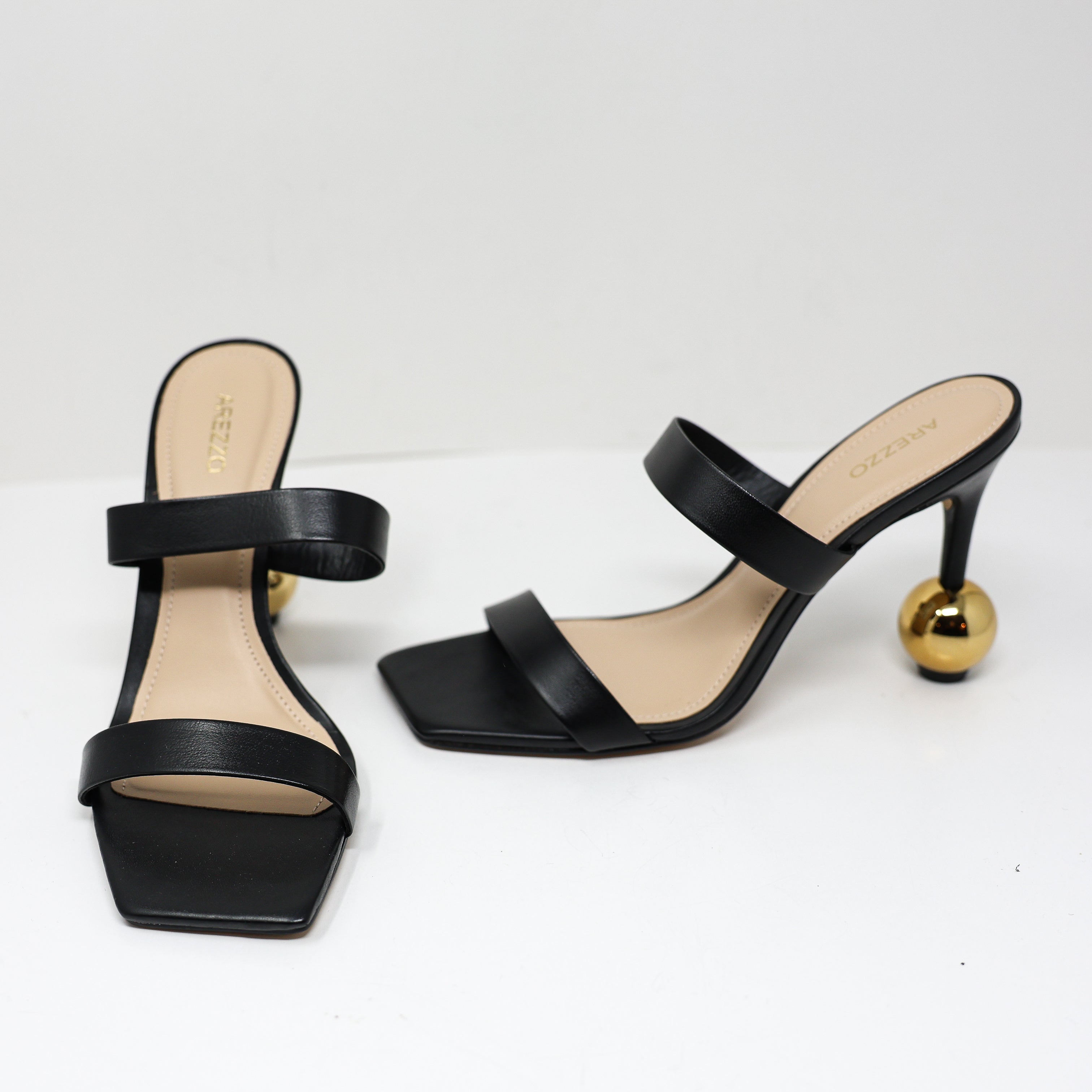 NEW Arezzo Gianna Genuine Leather Geometric Ball High Heel Sandals Shoes 8