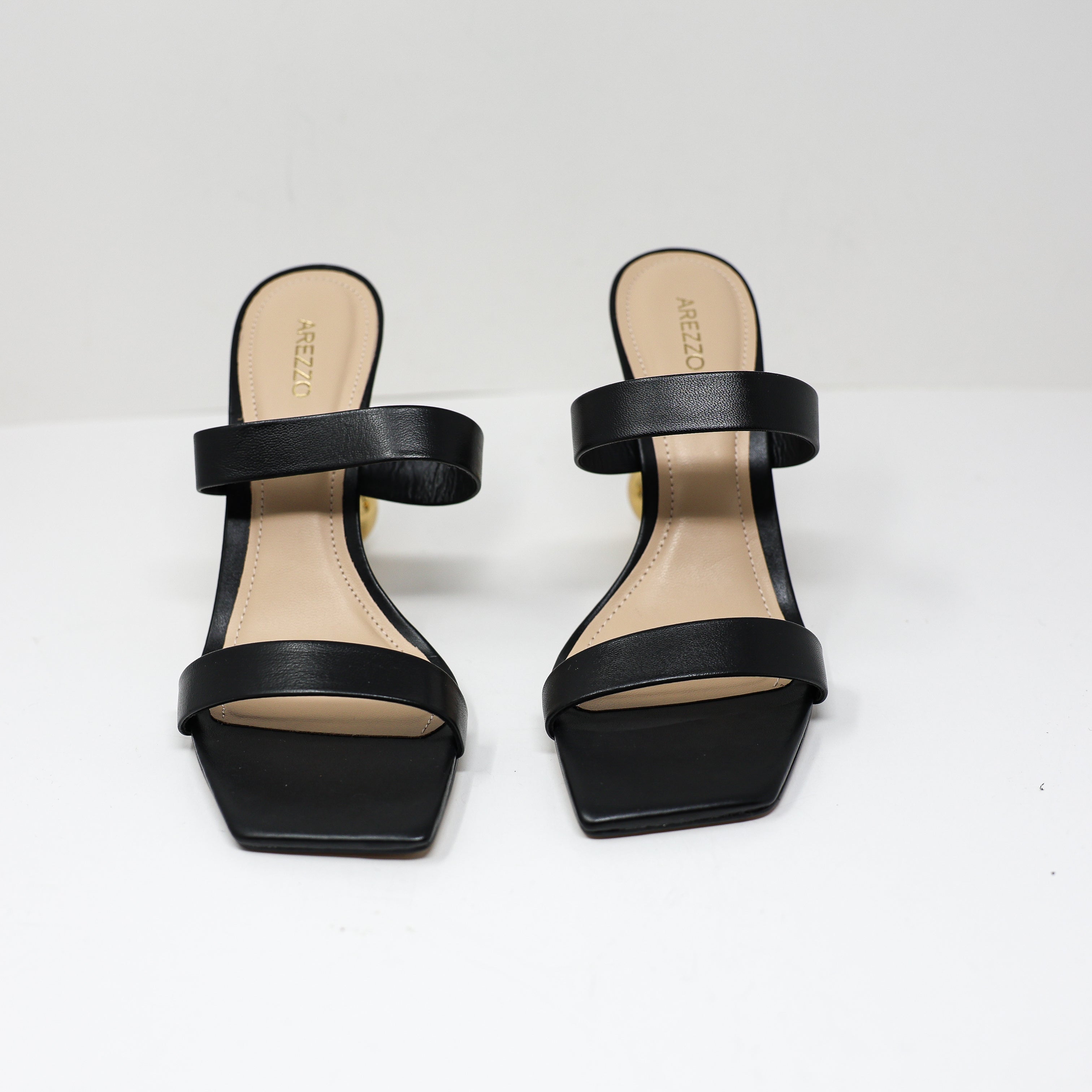 NEW Arezzo Gianna Genuine Leather Geometric Ball High Heel Sandals Shoes 8