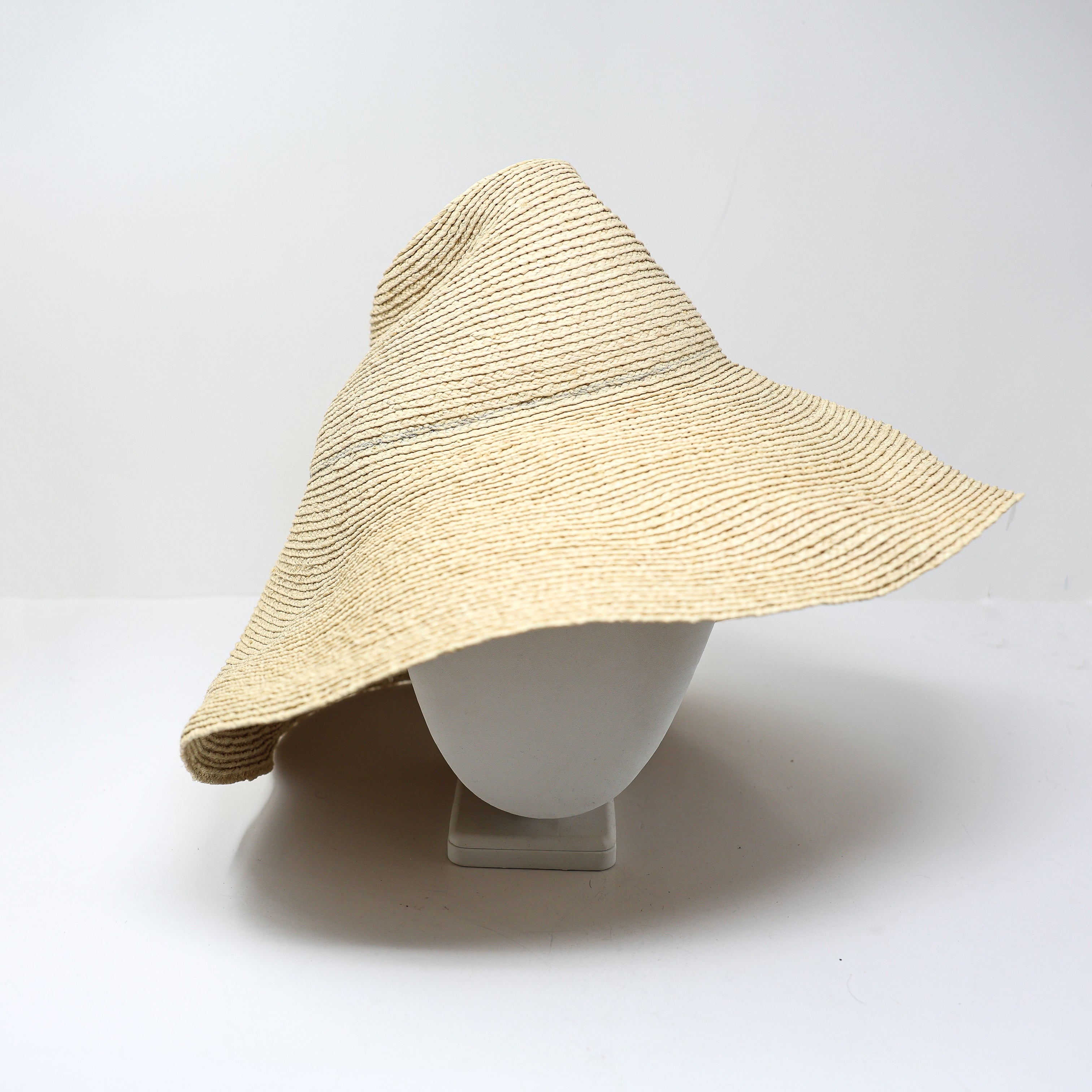 Janessa Leone Tinsley Woven Straw Oversized Brim Floppy Hat Natural Beige Medium