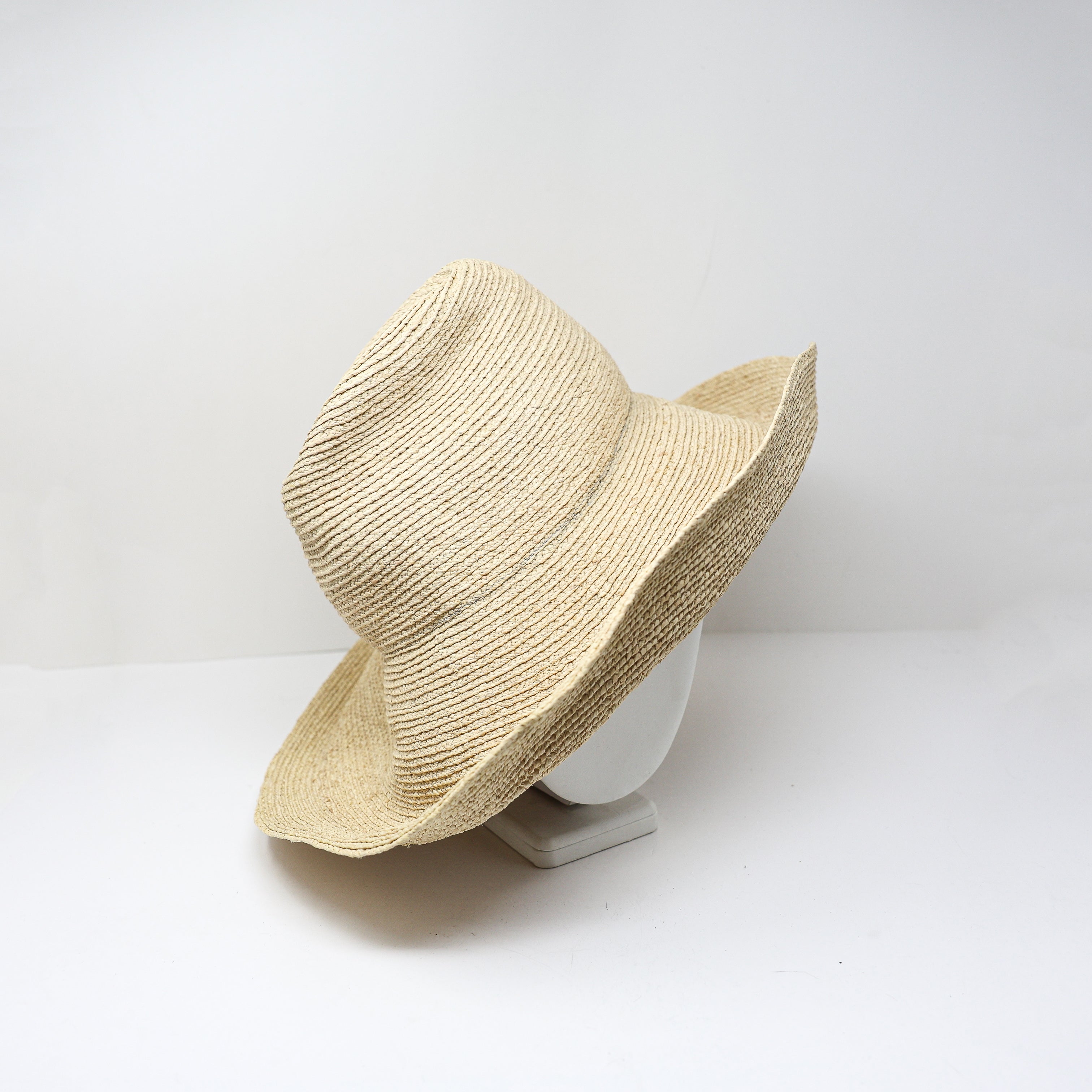 Janessa Leone Tinsley Woven Straw Oversized Brim Floppy Hat Natural Beige Medium