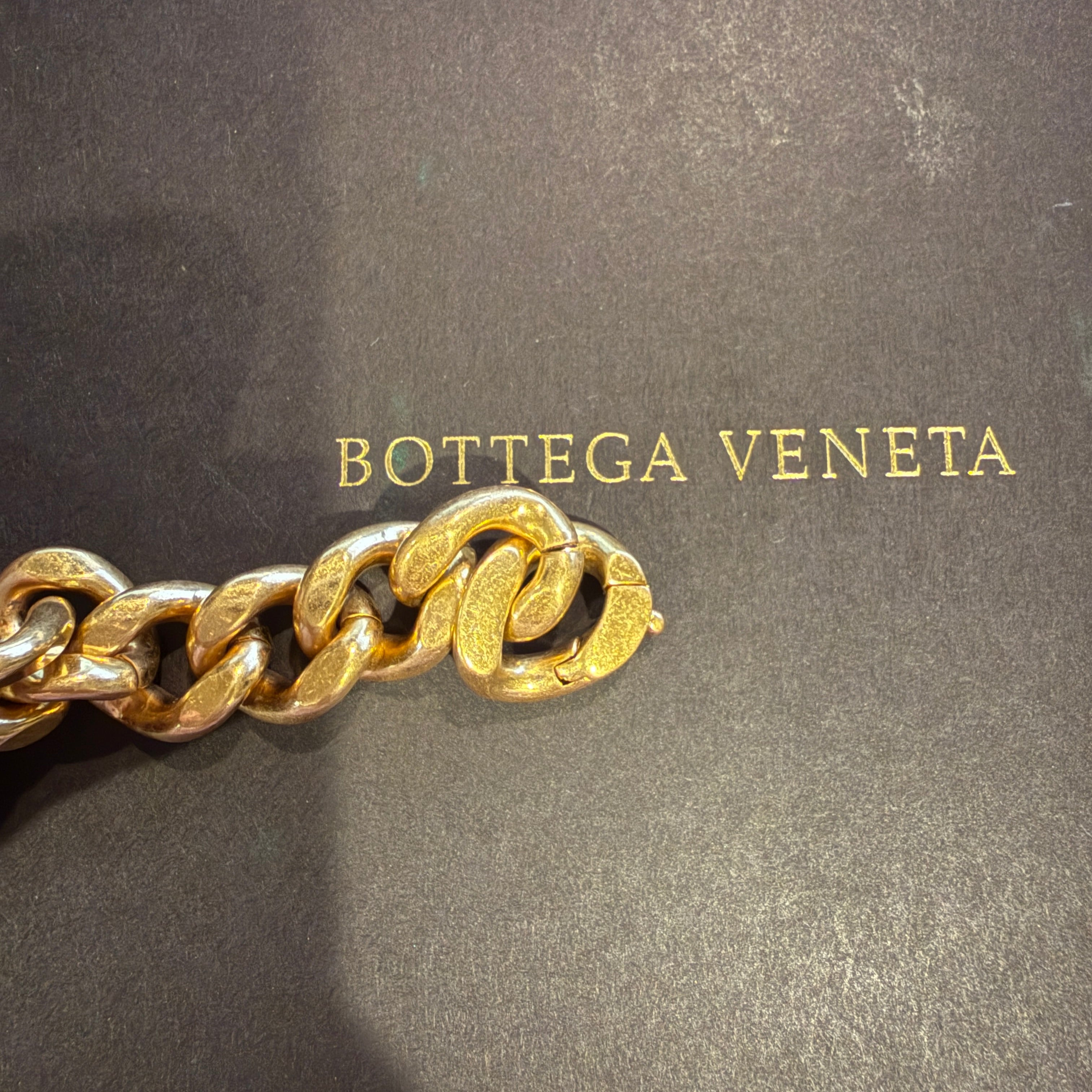 Bottega Veneta Tracolla Ottone Gold Brass Chain Link Purse Bag Removable Strap