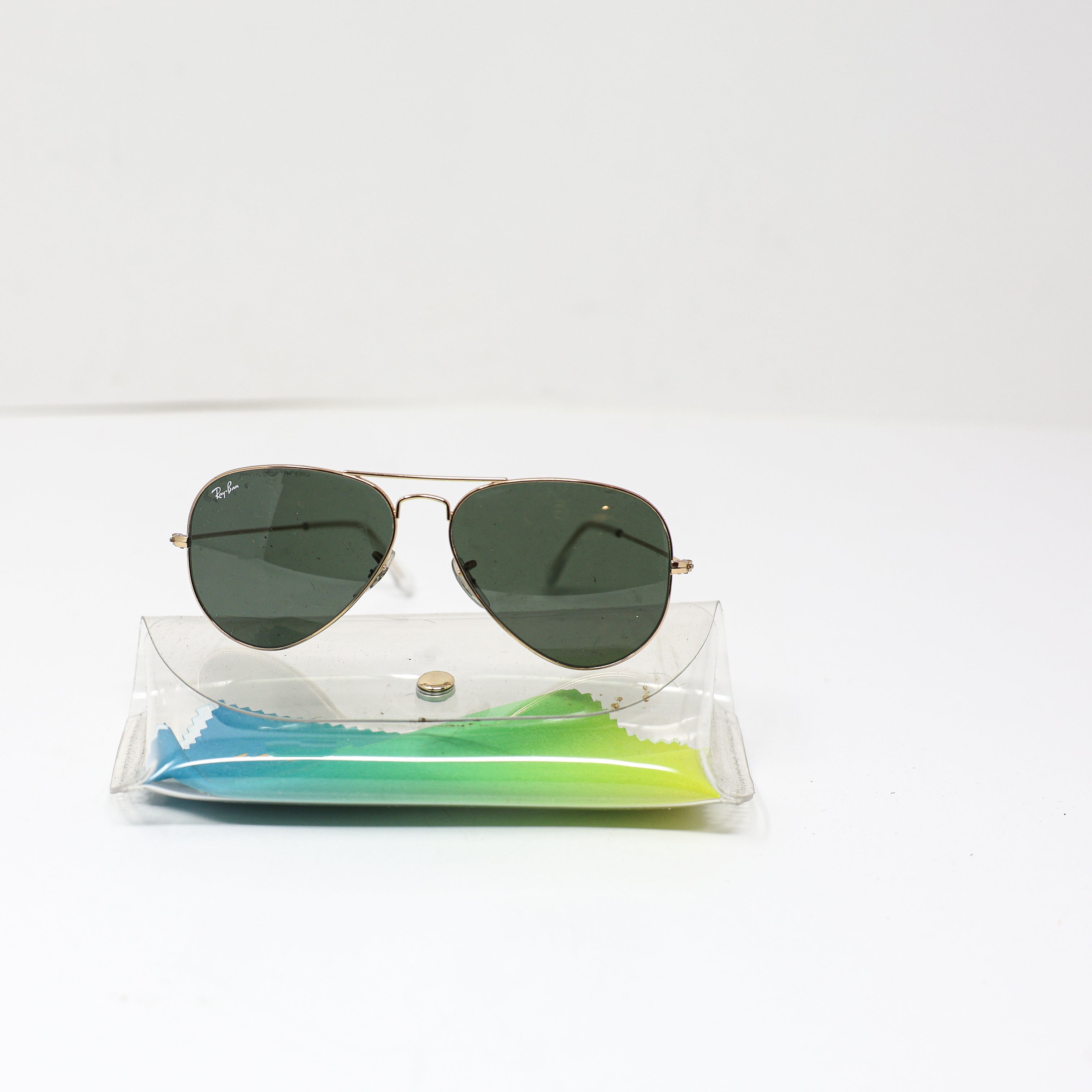 Ray-Ban Aviator Oversized Large Lenses Metal Frame Sunglasses Black Gold