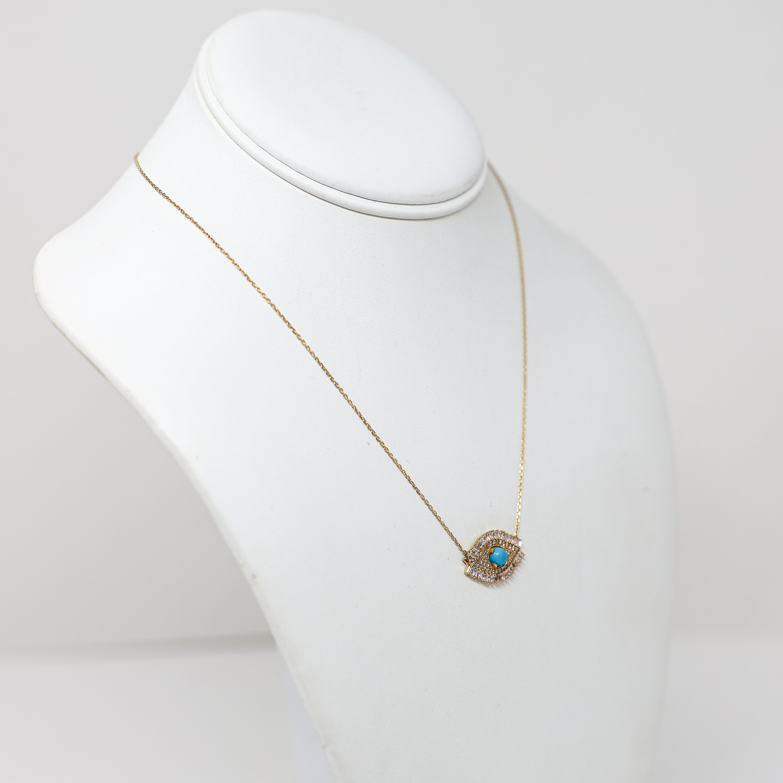 Chloe & Madison Gold Vermeil Cubic Zirconia Evil-Eye Turquoise Pendant Necklace