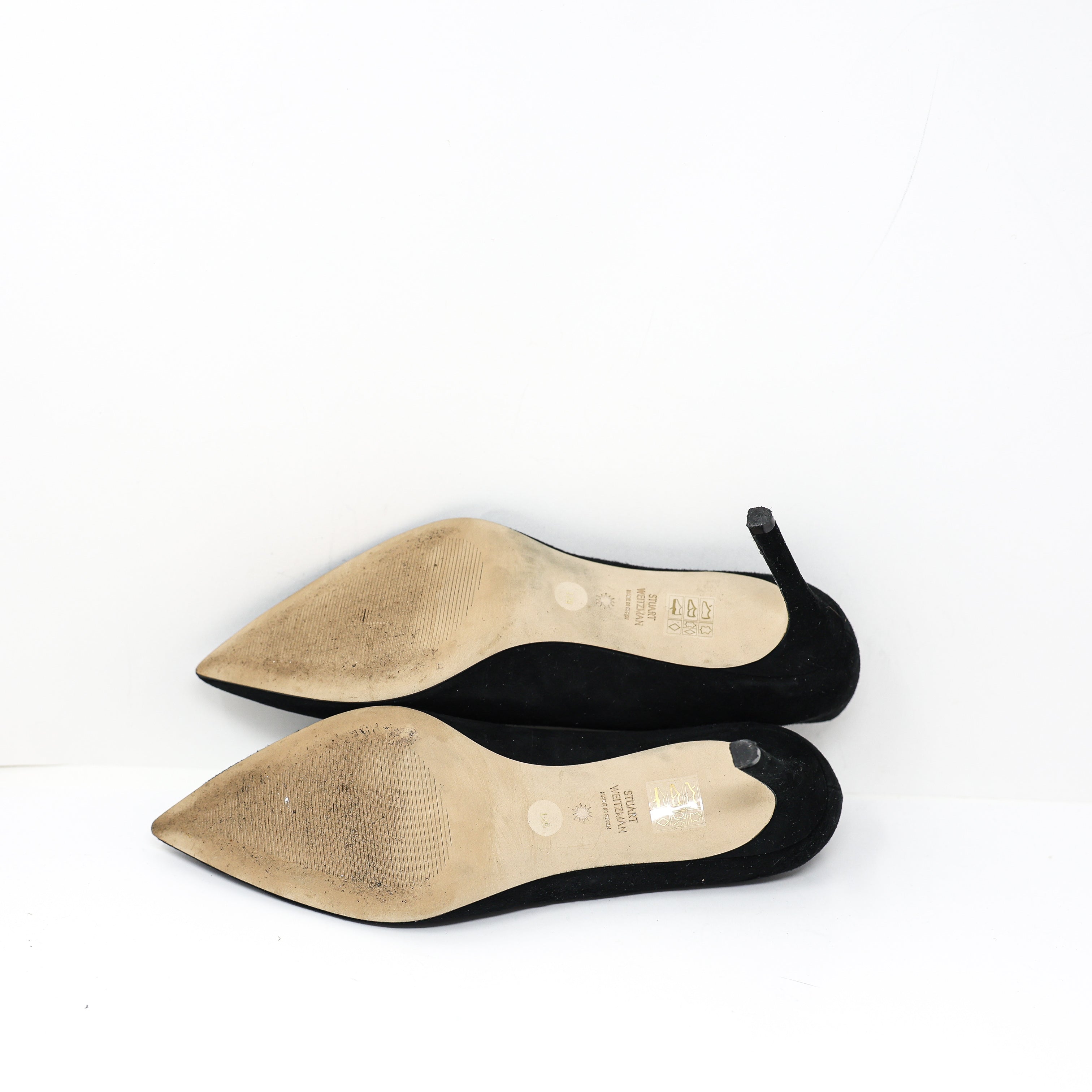 Stuart Weitzman Women's Dancer 75 Almond Toe Suede Pumps Heels Shoes Black 12B