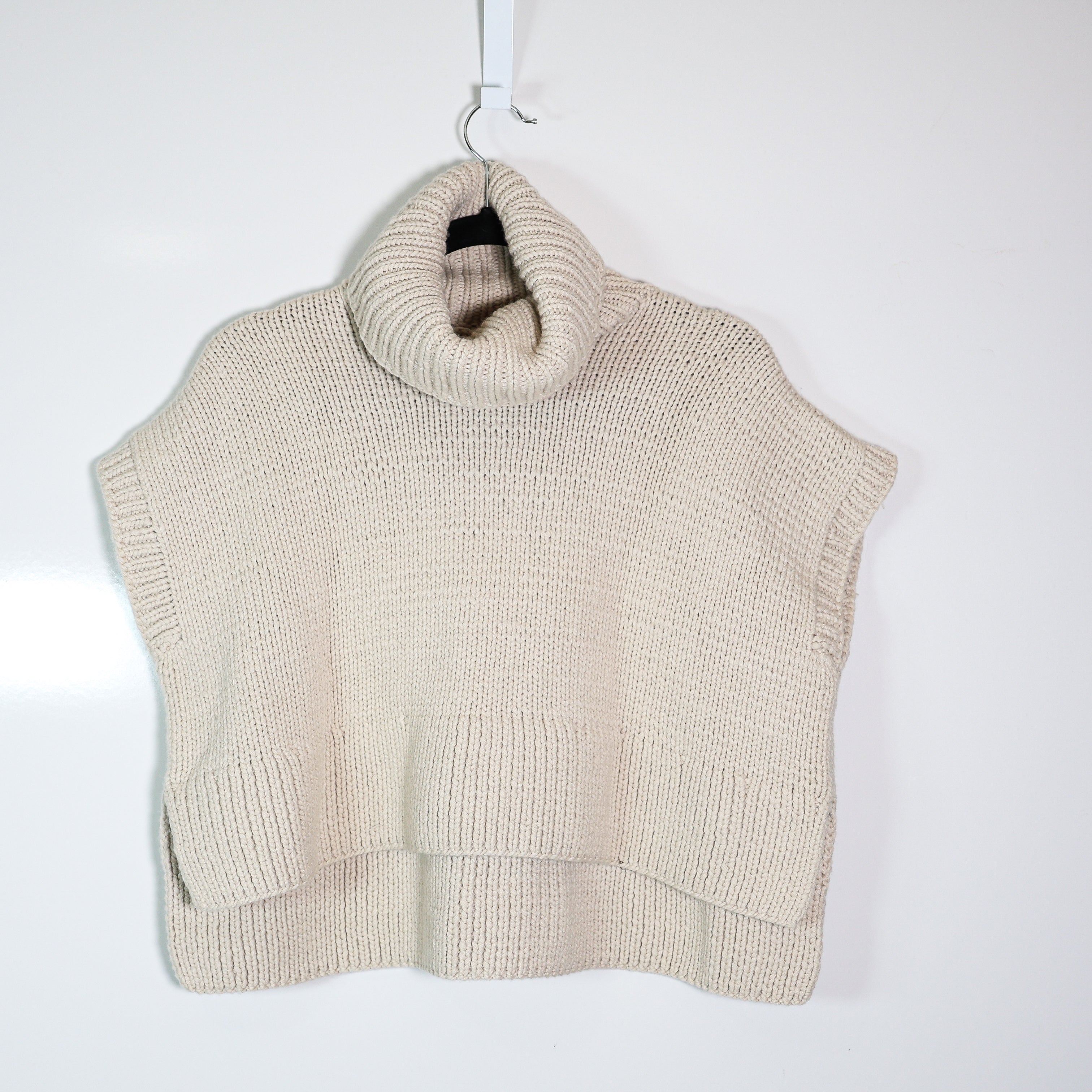 Jeffrey Dodd Cashmere Chunky Knit Short Sleeve Turtleneck Pullover Sweater Small