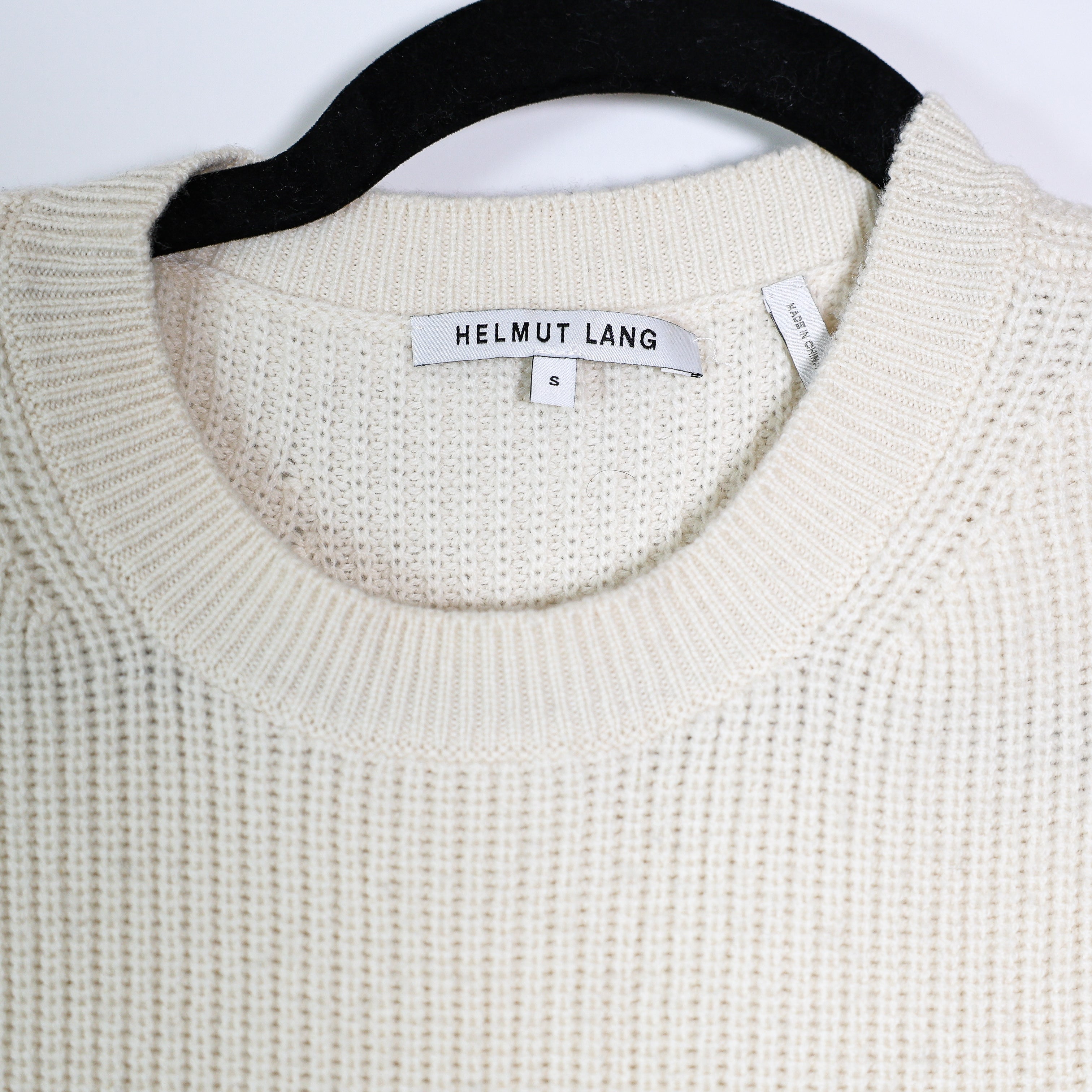 Helmut Lang Wool Cashmere Knit Stretch Crew Neck Sleeveless Sweater Dress Ivory
