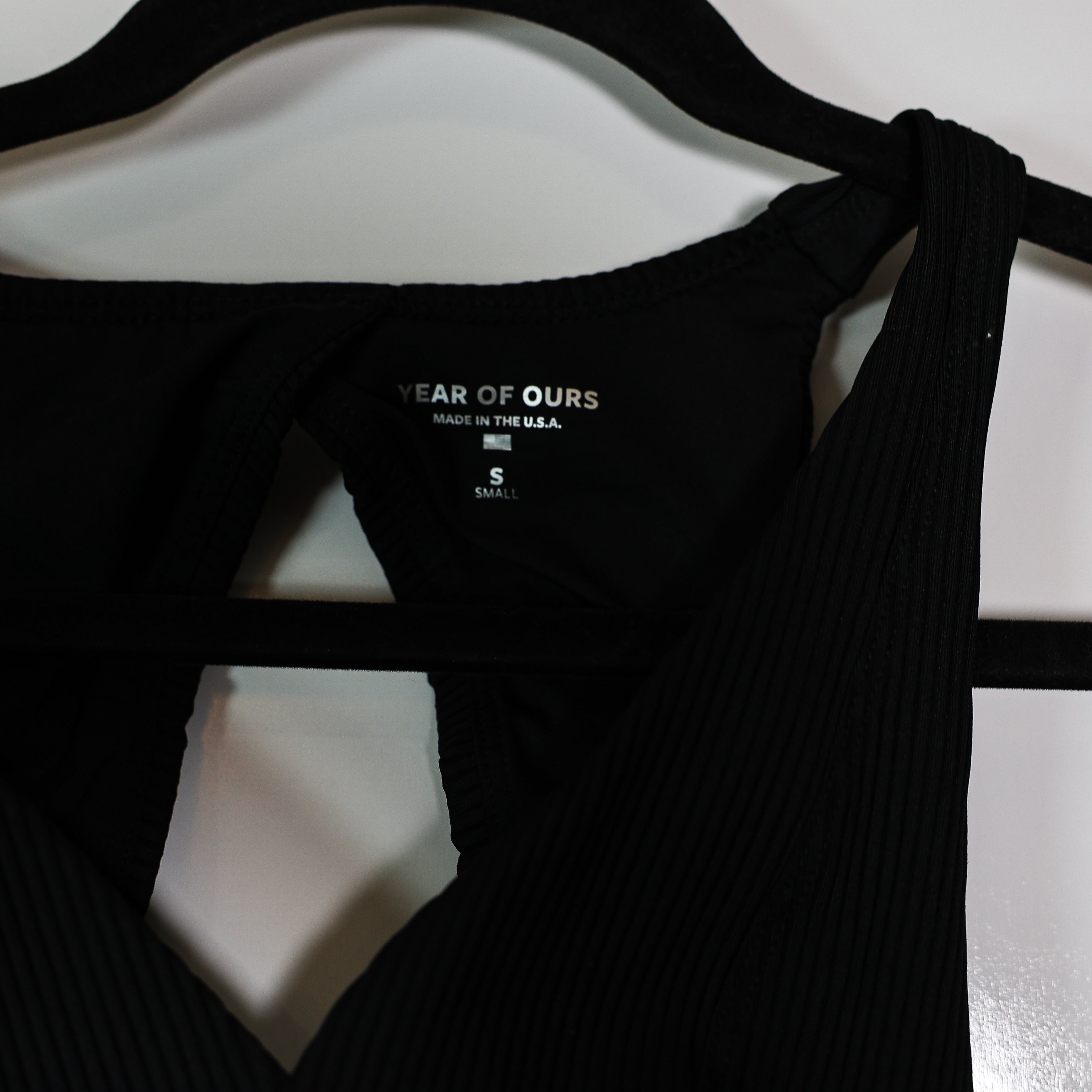 NEW Year Of Ours Victoria Rib Texture Athletic Work Out Sports Bra Solid Black S