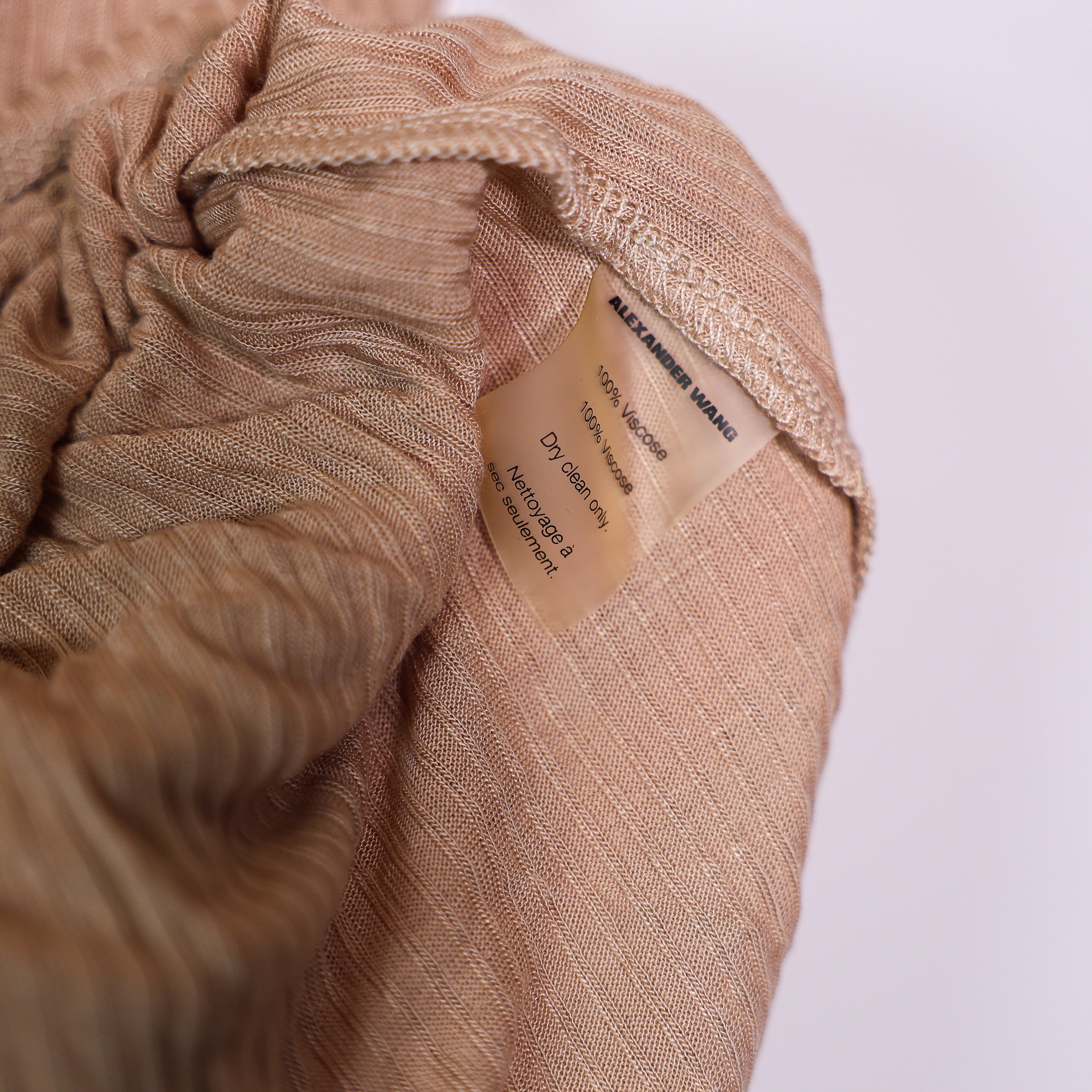 NEW T Alexander Wang Ribbed Knit Scoop Neck Sleeveless Tank Top Neutral Small