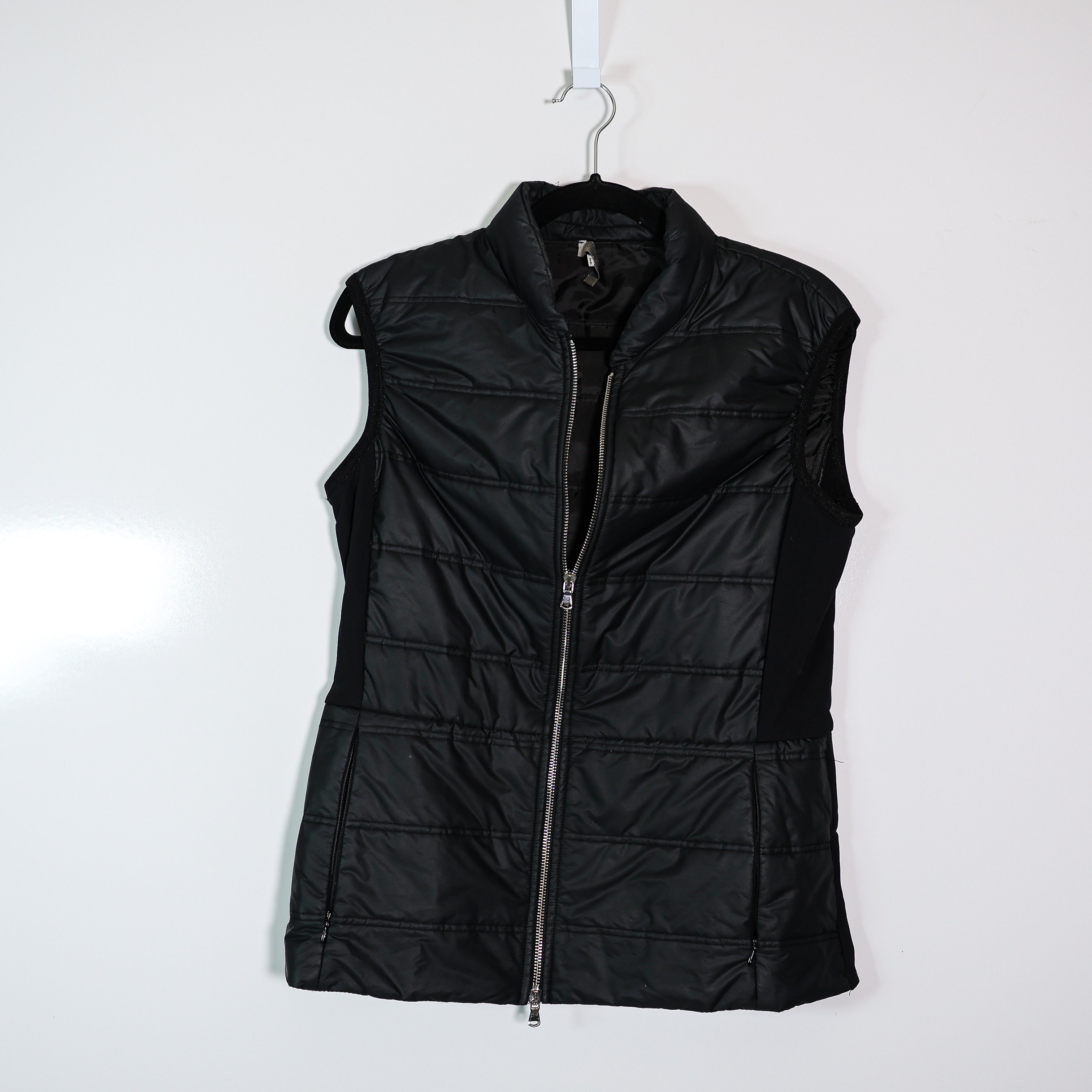 Anatomie Women's Made In Italy Quilted Puffer Sleeveless Vest Jacket Black M