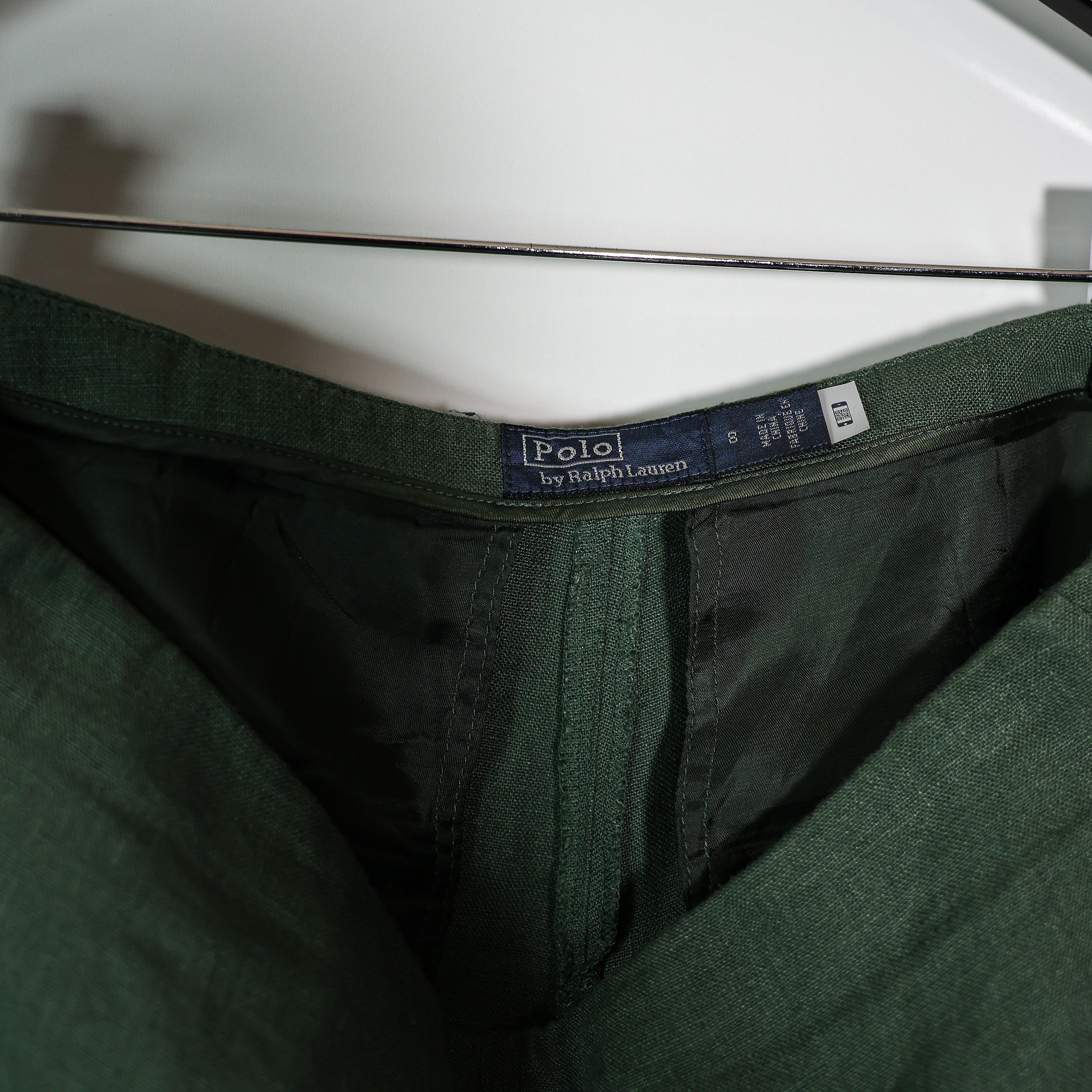 Polo Ralph Lauren Women's Linen High Rise Side Zip Mini Shorts Solid Green 8