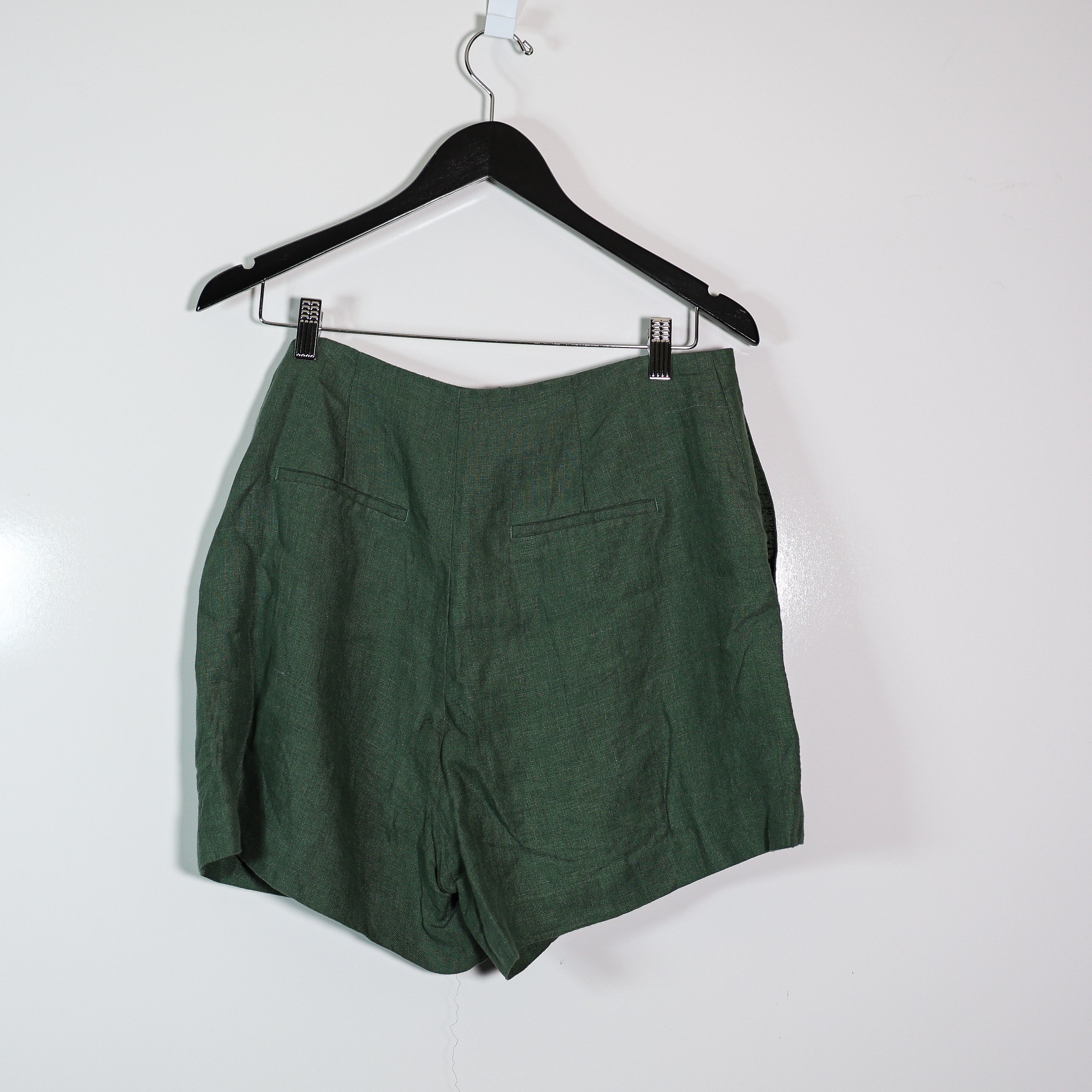 Polo Ralph Lauren Women's Linen High Rise Side Zip Mini Shorts Solid Green 8