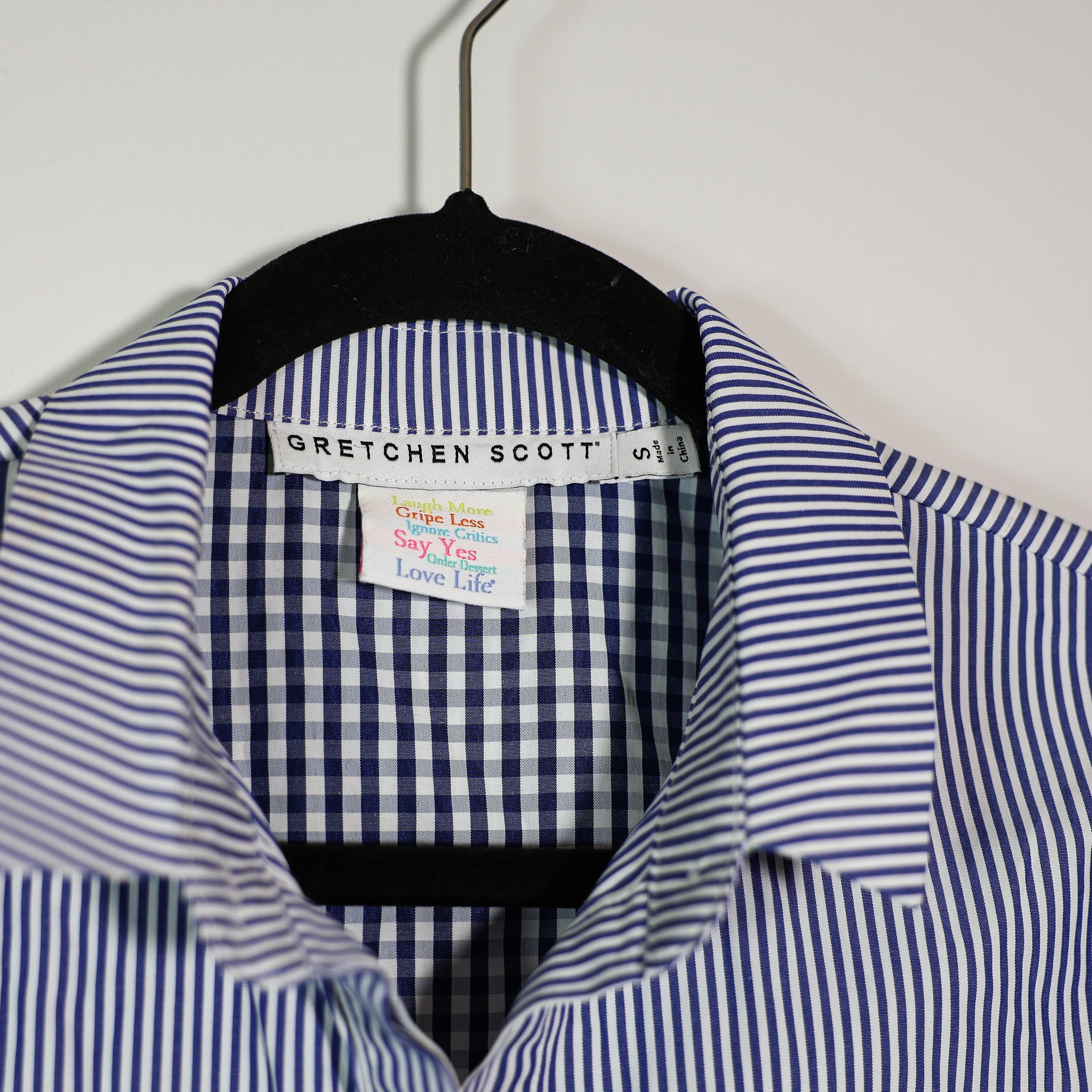 Gretchen Scott Cotton Blend Poplin Collared Button Front Belted Shirt Dress Blue