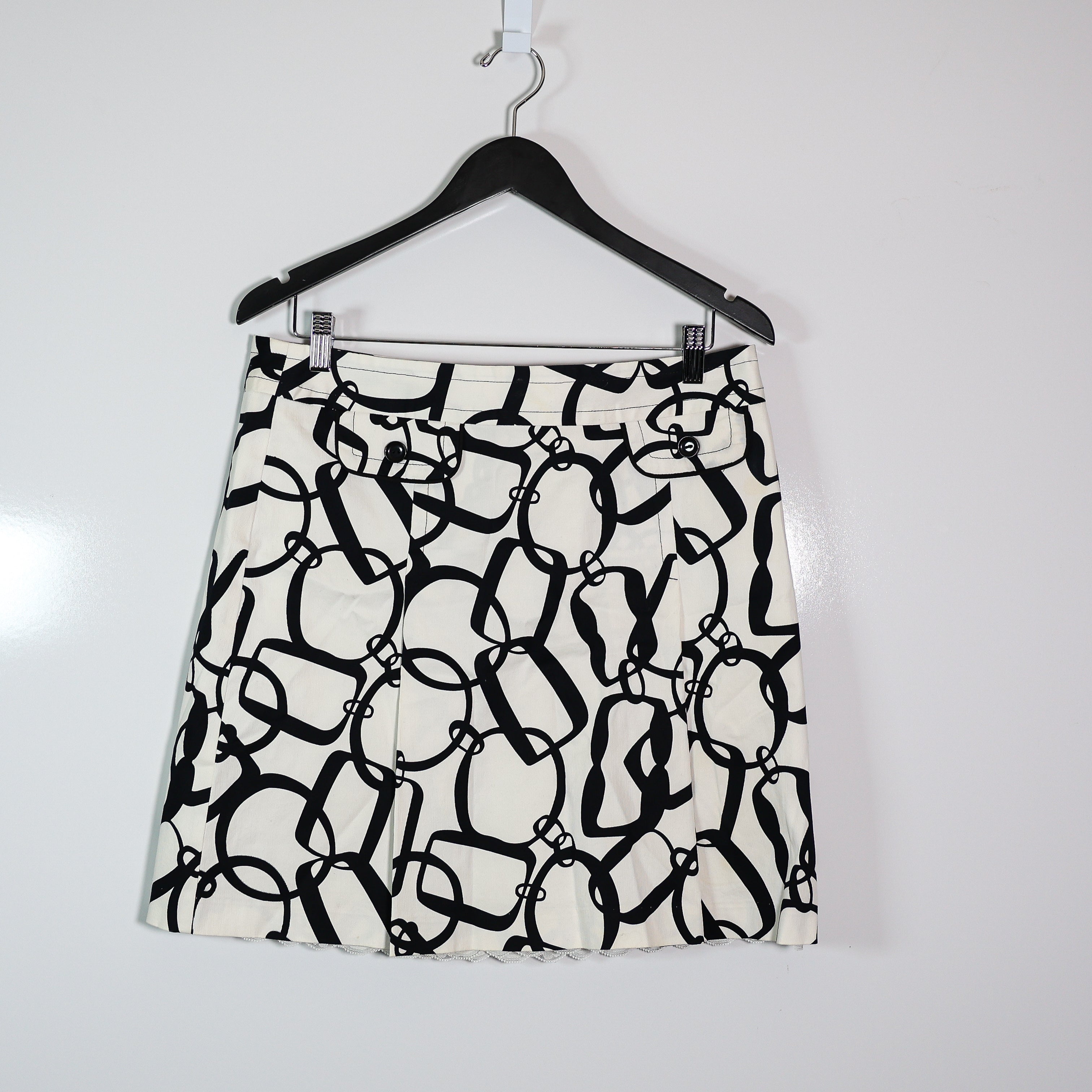 Trina Turk Women's Abstract Chain Link Print Pattern Pleated Mini Skirt 10