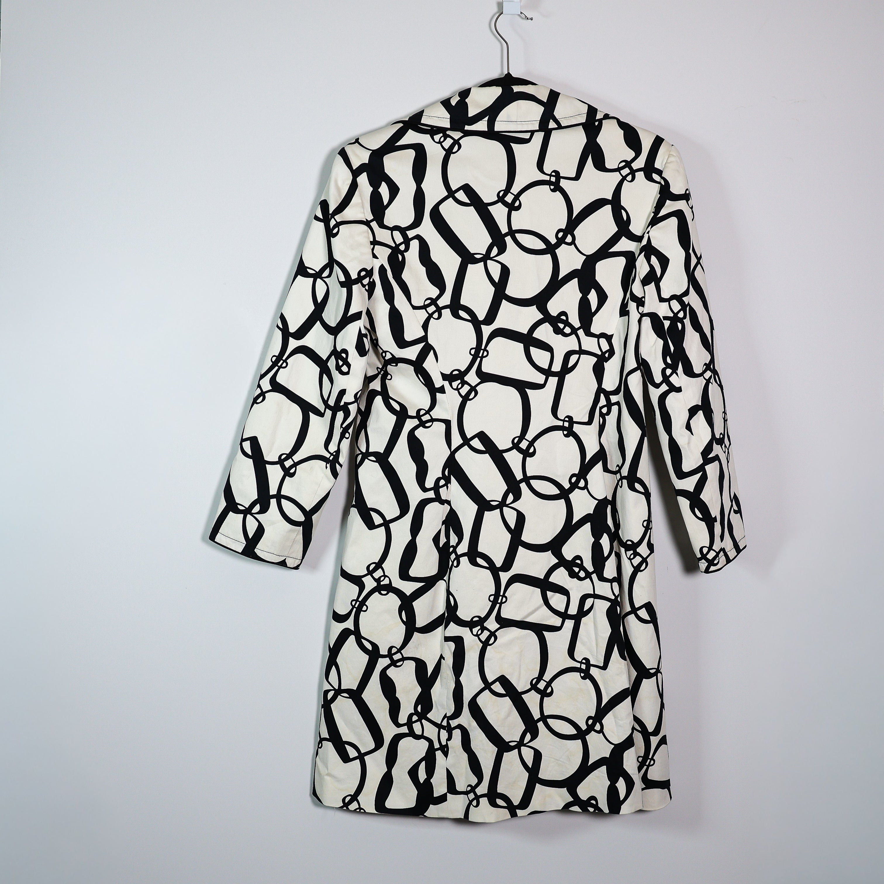 Trina Turk Women's Abstract Chain Link Print Pattern Button Front Trench Coat 10