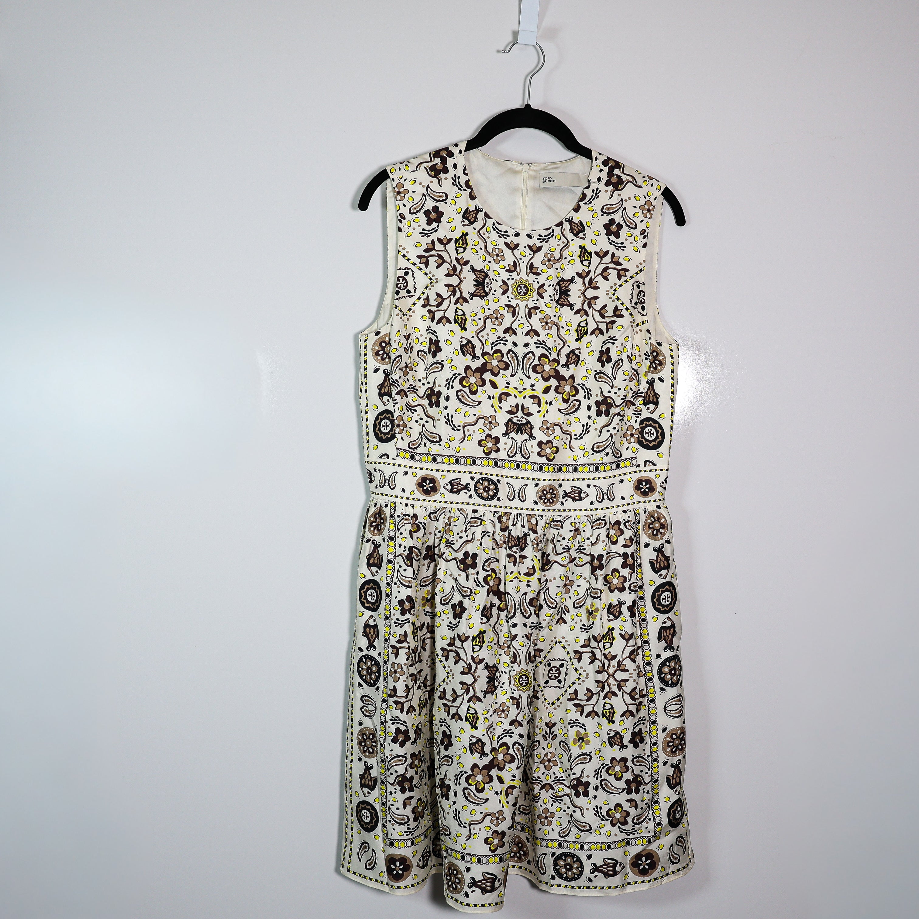 Tory Burch Pisces Dream Paisley Print Silk Satin Sleeveless Mini Shift Dress 8