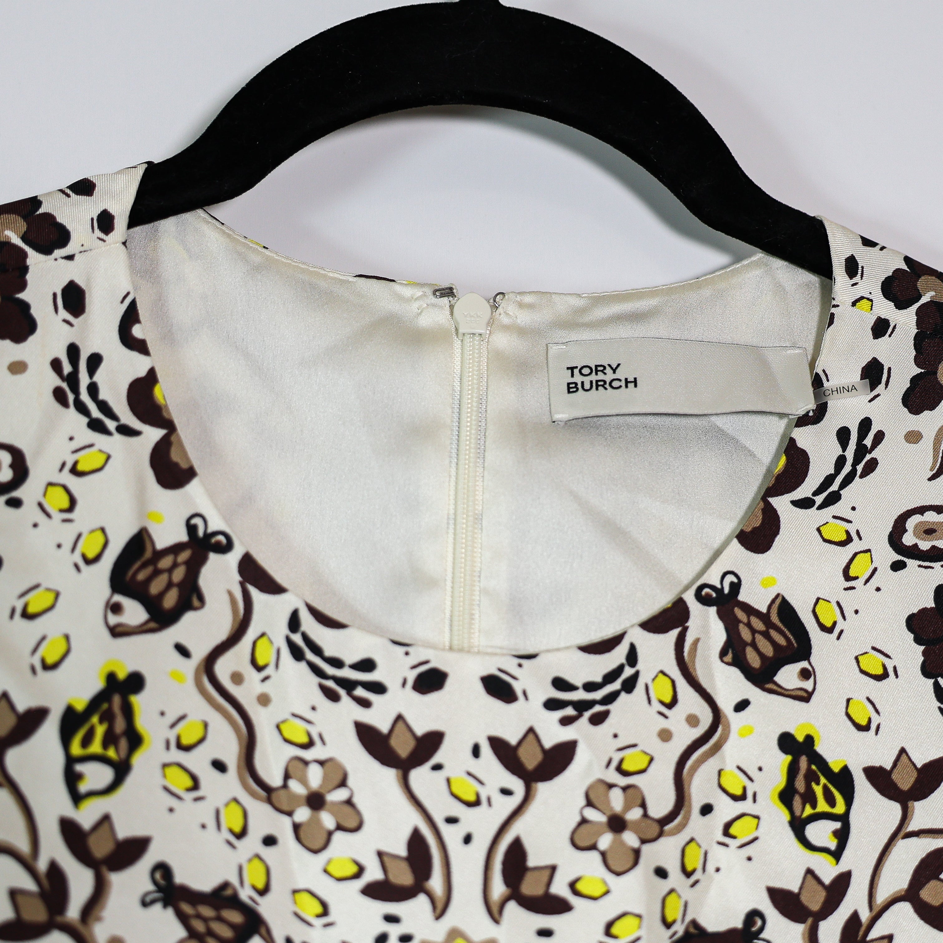 Tory Burch Pisces Dream Paisley Print Silk Satin Sleeveless Mini Shift Dress 8