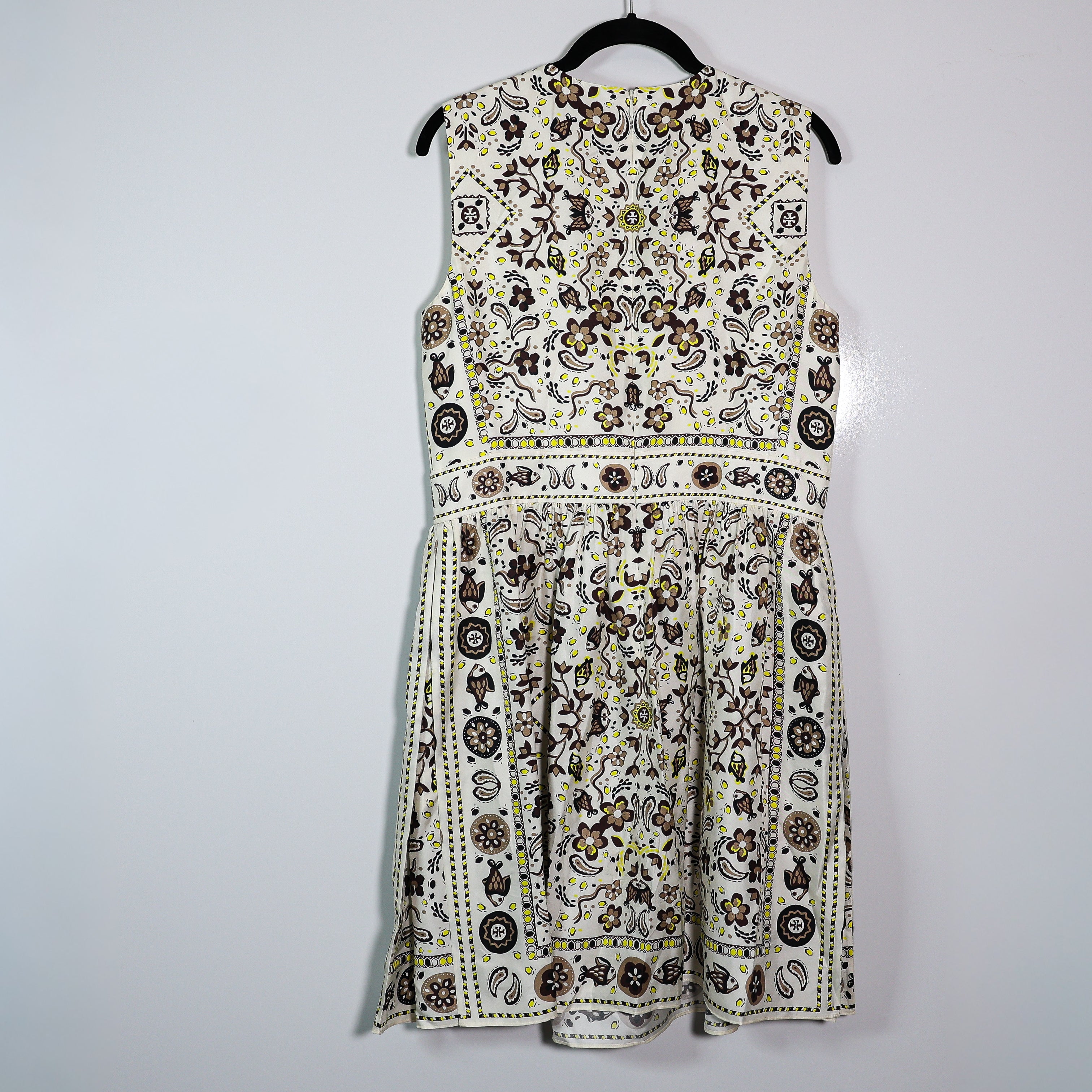 Tory Burch Pisces Dream Paisley Print Silk Satin Sleeveless Mini Shift Dress 8