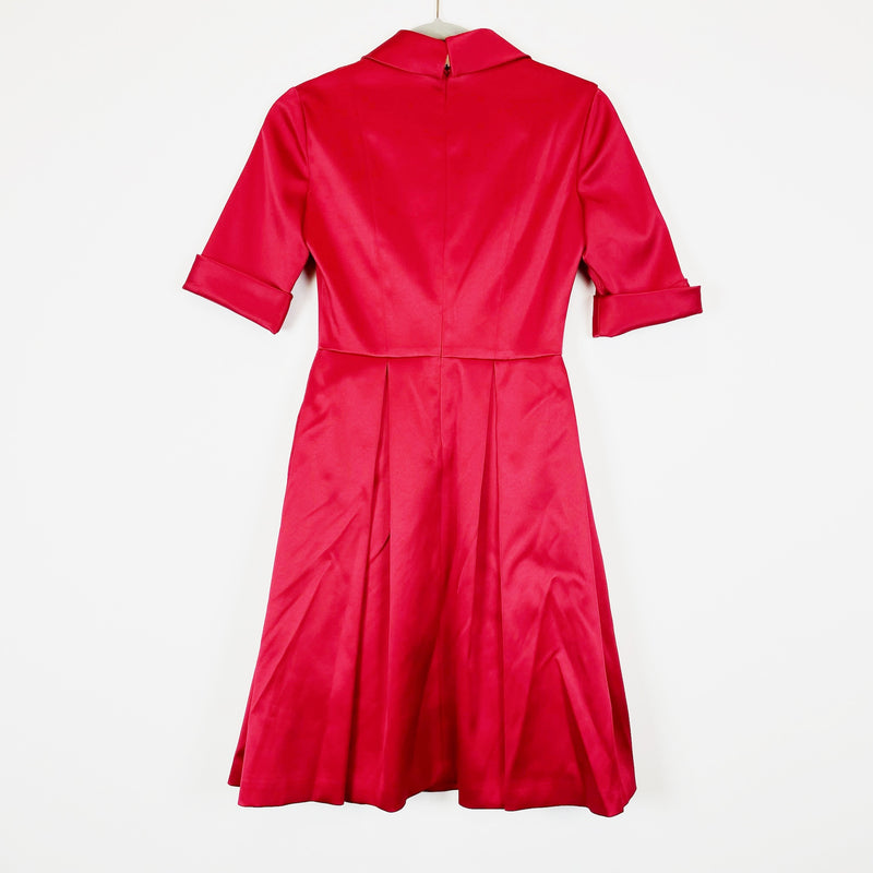 Gal Meets Glam Collection Ruby Royal Satin Asymmetrical Collar Half Sleeve Dress