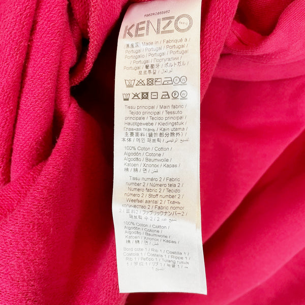 Kenzo Paris Peony Floral Logo Applique Oversize Hooded Pullover Sweatshirt Dress