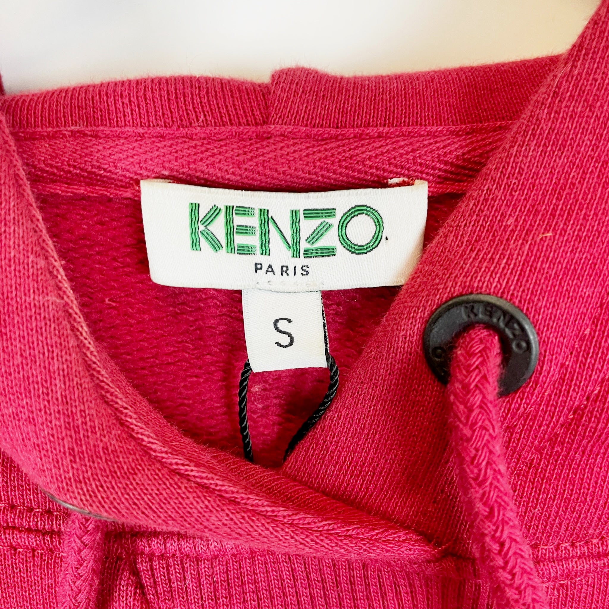 Kenzo Paris Peony Floral Logo Applique Oversize Hooded Pullover Sweatshirt Dress