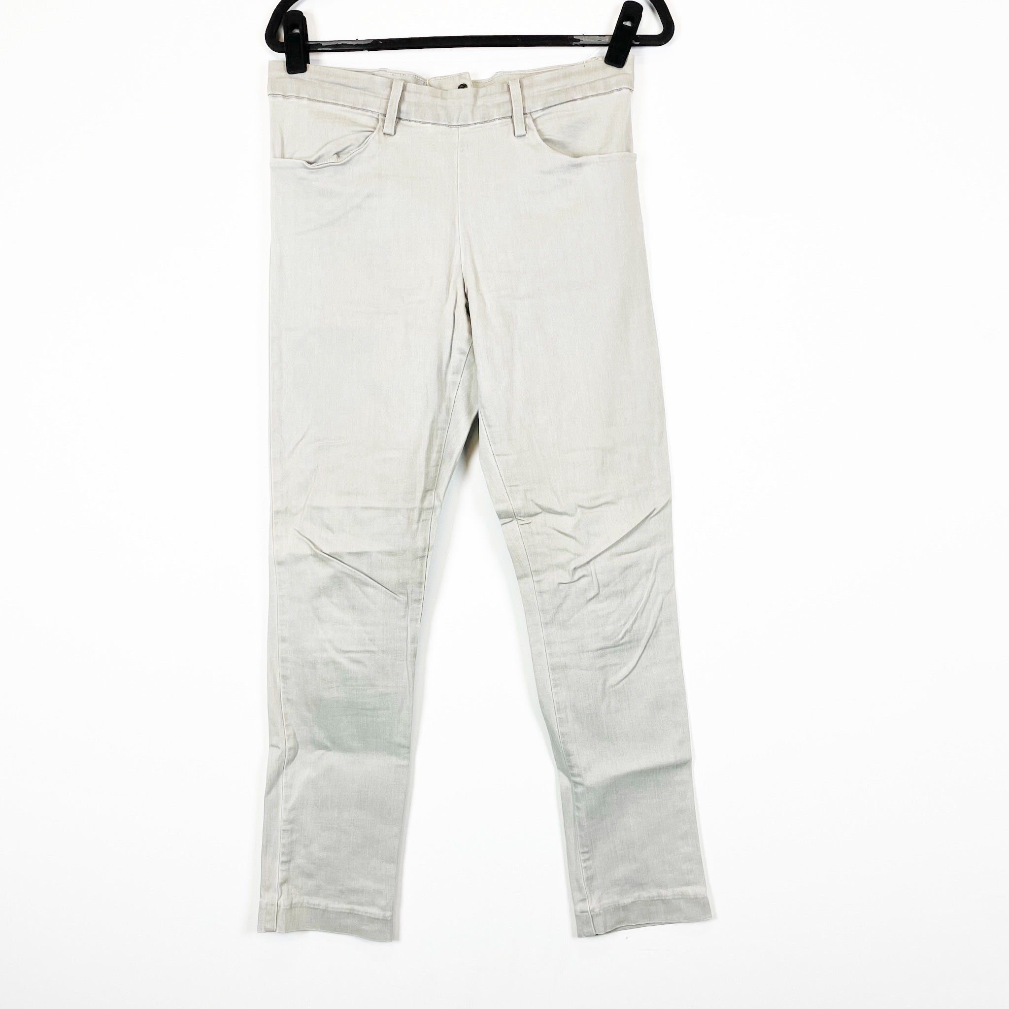 Acne Cotton Stretch High Rise Skinny Flat Front Back Zip Jeans Pants Gray