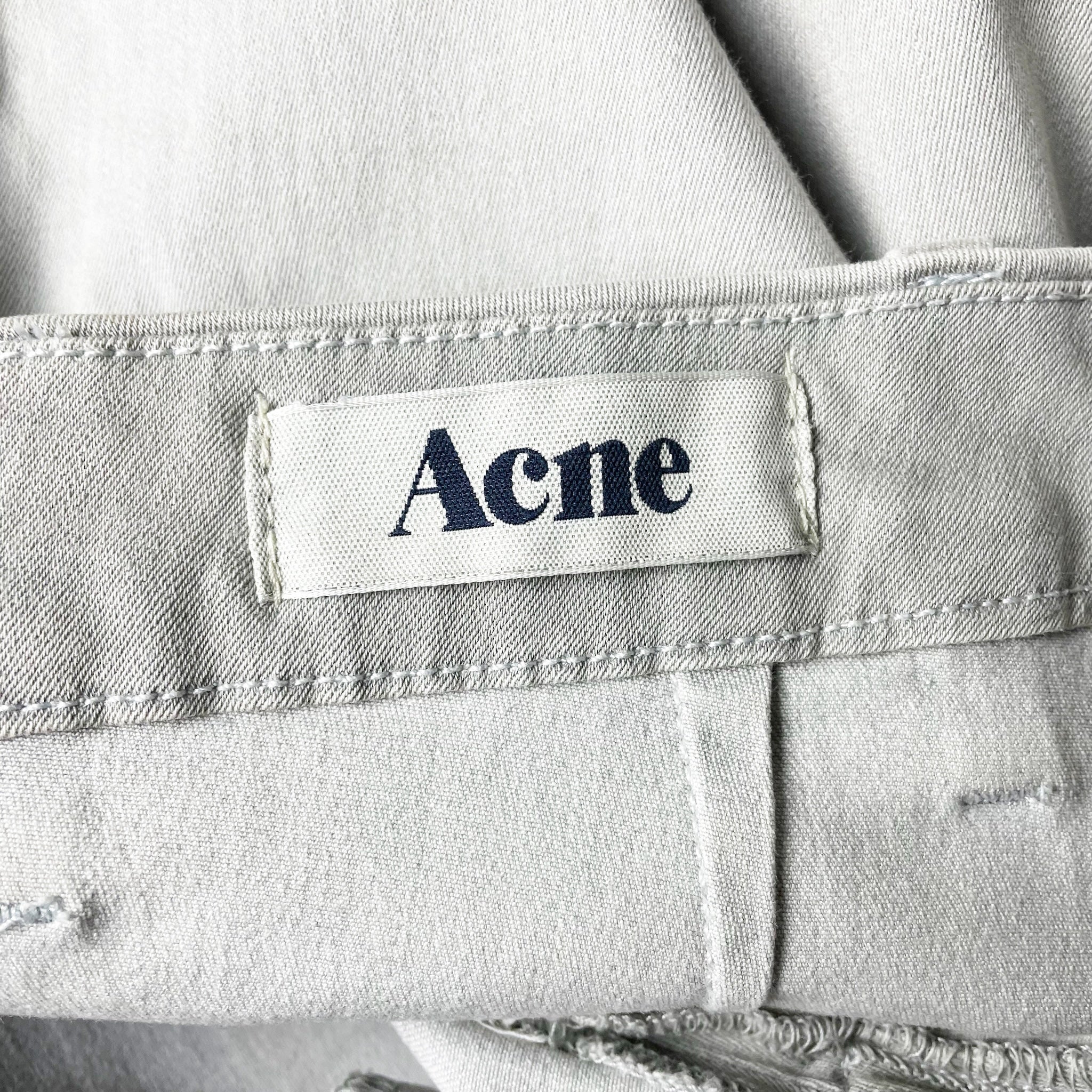 Acne Cotton Stretch High Rise Skinny Flat Front Back Zip Jeans Pants Gray