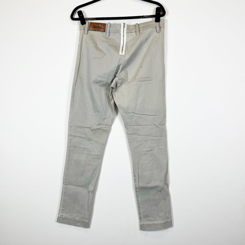 Acne Cotton Stretch High Rise Skinny Flat Front Back Zip Jeans Pants Gray&nbsp;