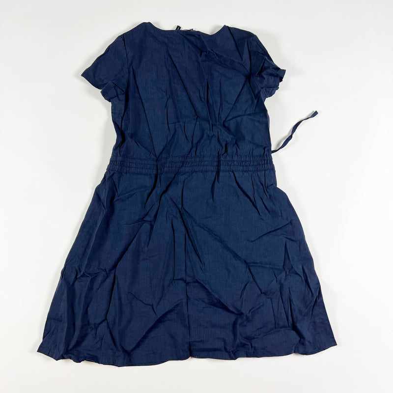 Theory Vormund Couch Linen Lightweight Ruched Waist Pullover Mini Dress Blue 4