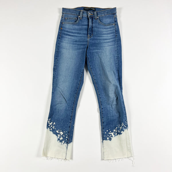 Veronica Beard Carly High Rise Bleach Splatter Distressed Skinny Cotton Jeans 29