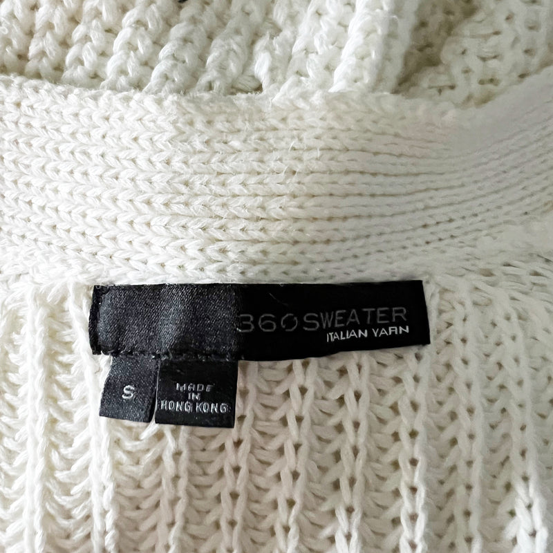 360 Sweater Italian Yarn Cotton Ultra Soft Crochet Knit Open Front Cardigan S