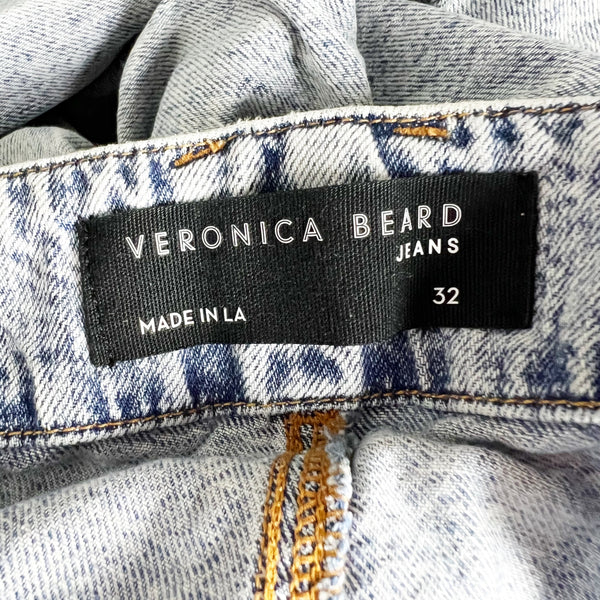Veronica Beard Bolton Elastic Hem Ankle High Rise Cotton Vail Acid Wash Jeans 32