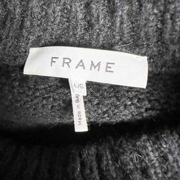 Frame Leon Wool Silk Cashmere Knit Stretch Mock Neck Pullover Sweater Noir Black