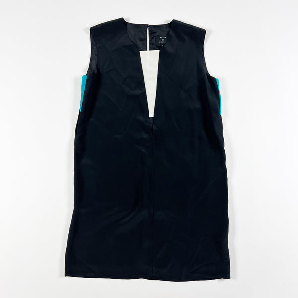 Maison Martin Margiela Silk Chiffon Sleeveless V Neck Colorblock Mini Dress 2