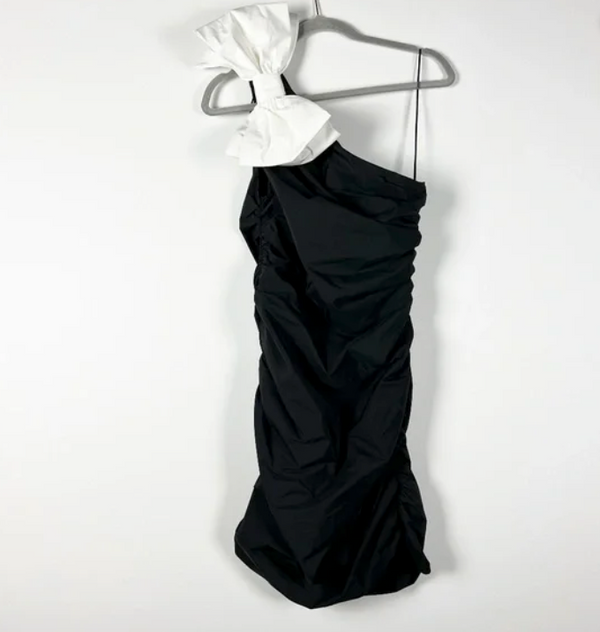 NEW Amanda Uprichard Genovia Oversize Bow One Shoulder Ruched Party Dress XS