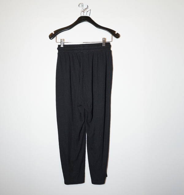 Gymshark Pause Knitwear Straight Leg Ribbed Low Rise Pull On Lounge Pants Black