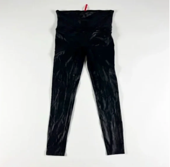 Spanx Faux Vegan Leather High Waisted Seamless Leggings Pants Slimming Black S