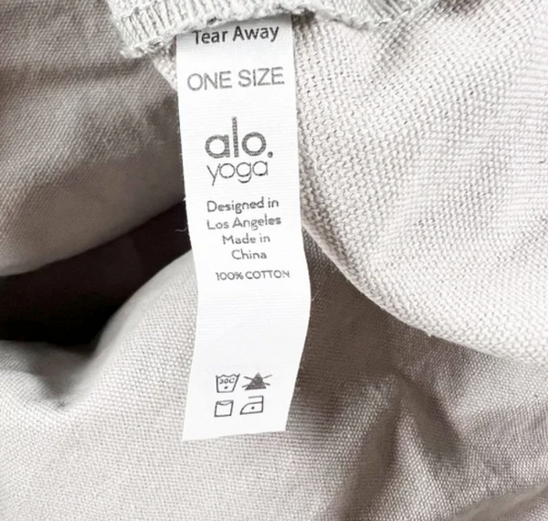 NEW Alo Yoga Cotton Gray White Tie Dye Print Pattern Oversize Gym Tote Bag Purse