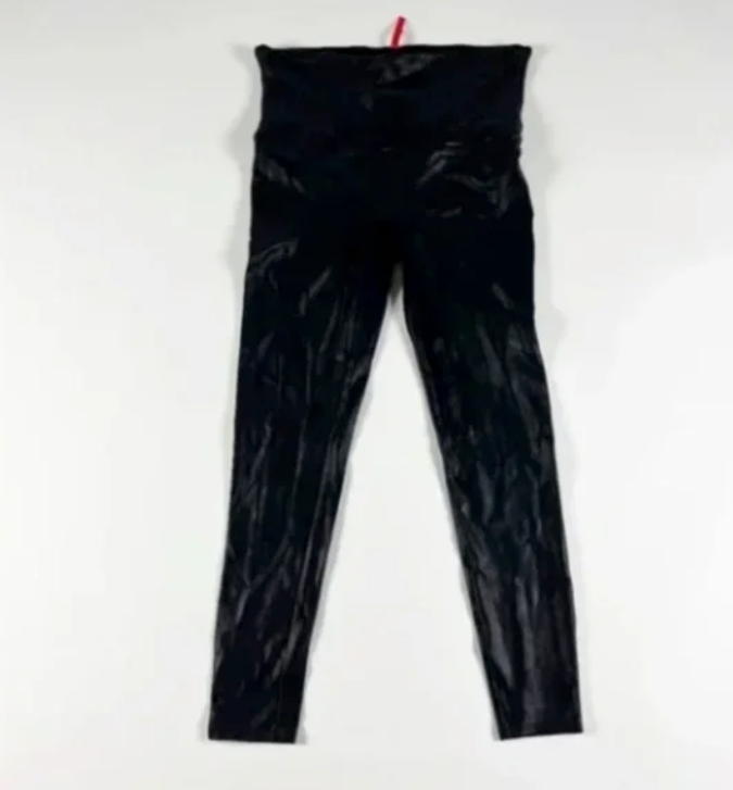 Spanx Faux Vegan Leather High Waisted Seamless Leggings Pants Black XL