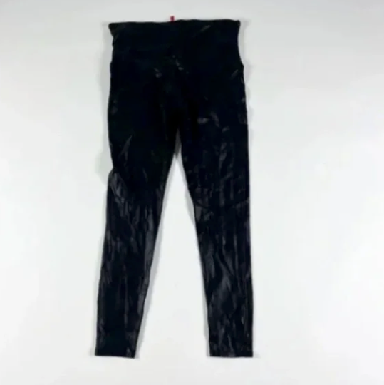 Spanx Faux Vegan Leather High Waisted Seamless Leggings Pants Black XL