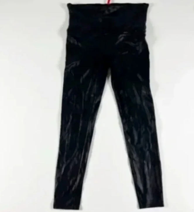 Spanx Faux Vegan Leather High Waisted Seamless Leggings Pants Black M