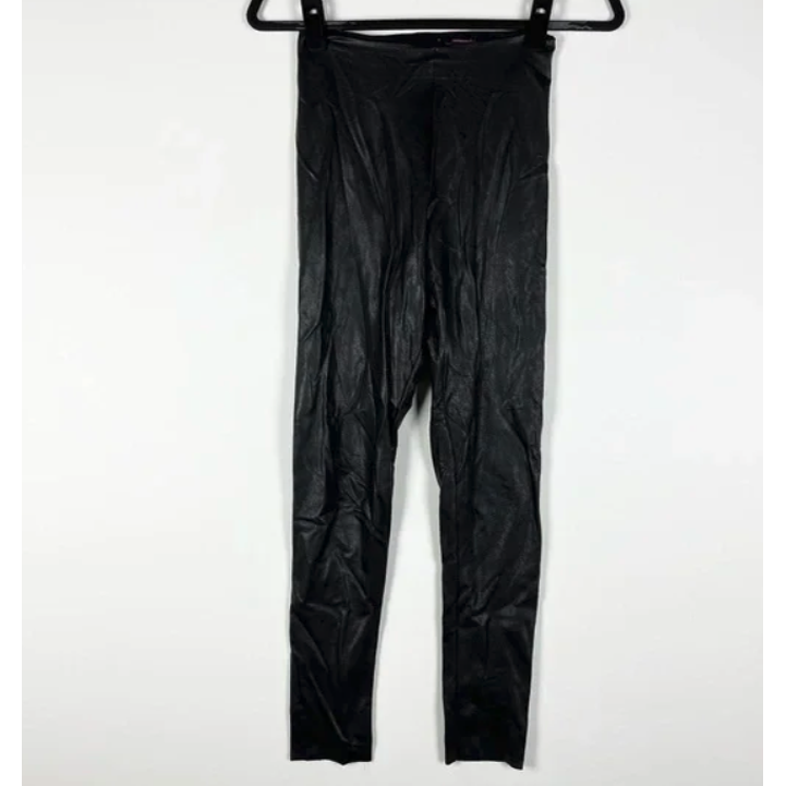 Commando Faux Vegan Leather High Waisted Skinny Leggings Black Large