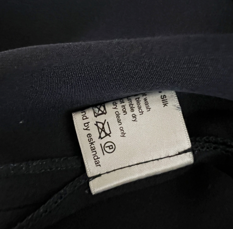 Eskandar 3/4 Sleeve Silk Chiffon Boat Neck Boxy Cut Blouse Shirt Top Navy Blue