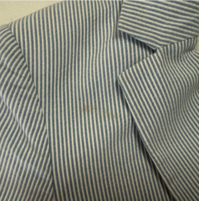 Veronica Beard Cotton Seersucker Blue White Pinstripe One Button Blazer 6