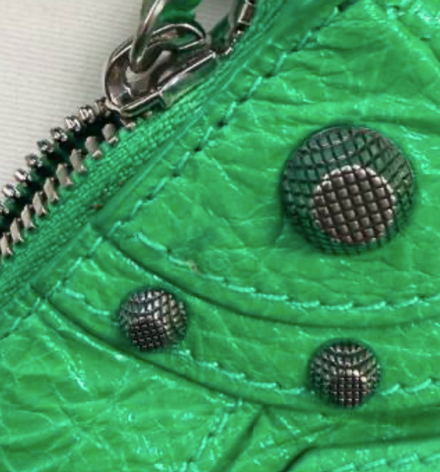 Balenciaga Le Cagole Genuine Lamb Leather Shoulder Purse Bag Vivid Green Silver