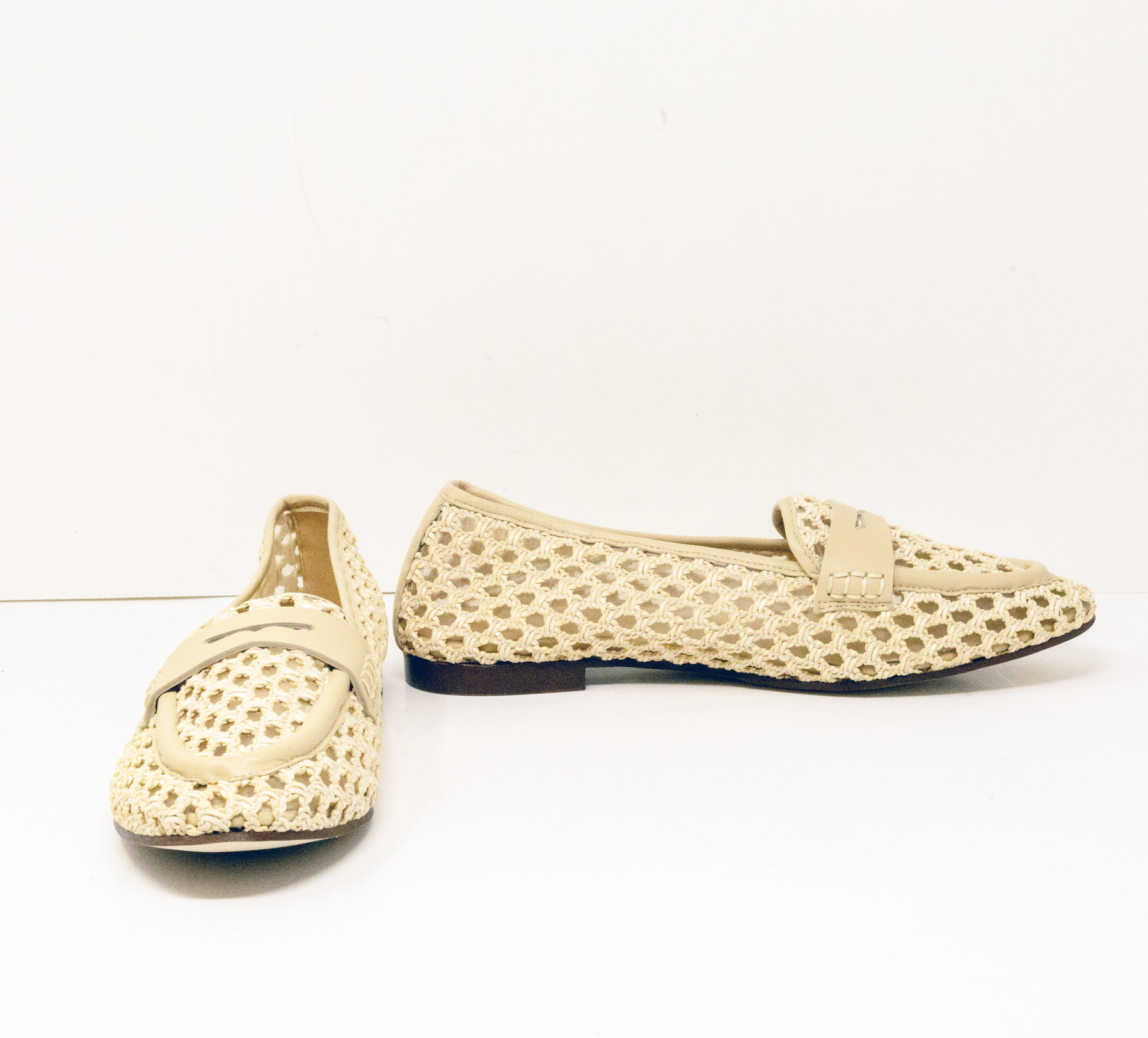NEW Tuckernuck Rowan Genuine Leather Woven Slip On Loafers Flats Shoes Bone 9.5