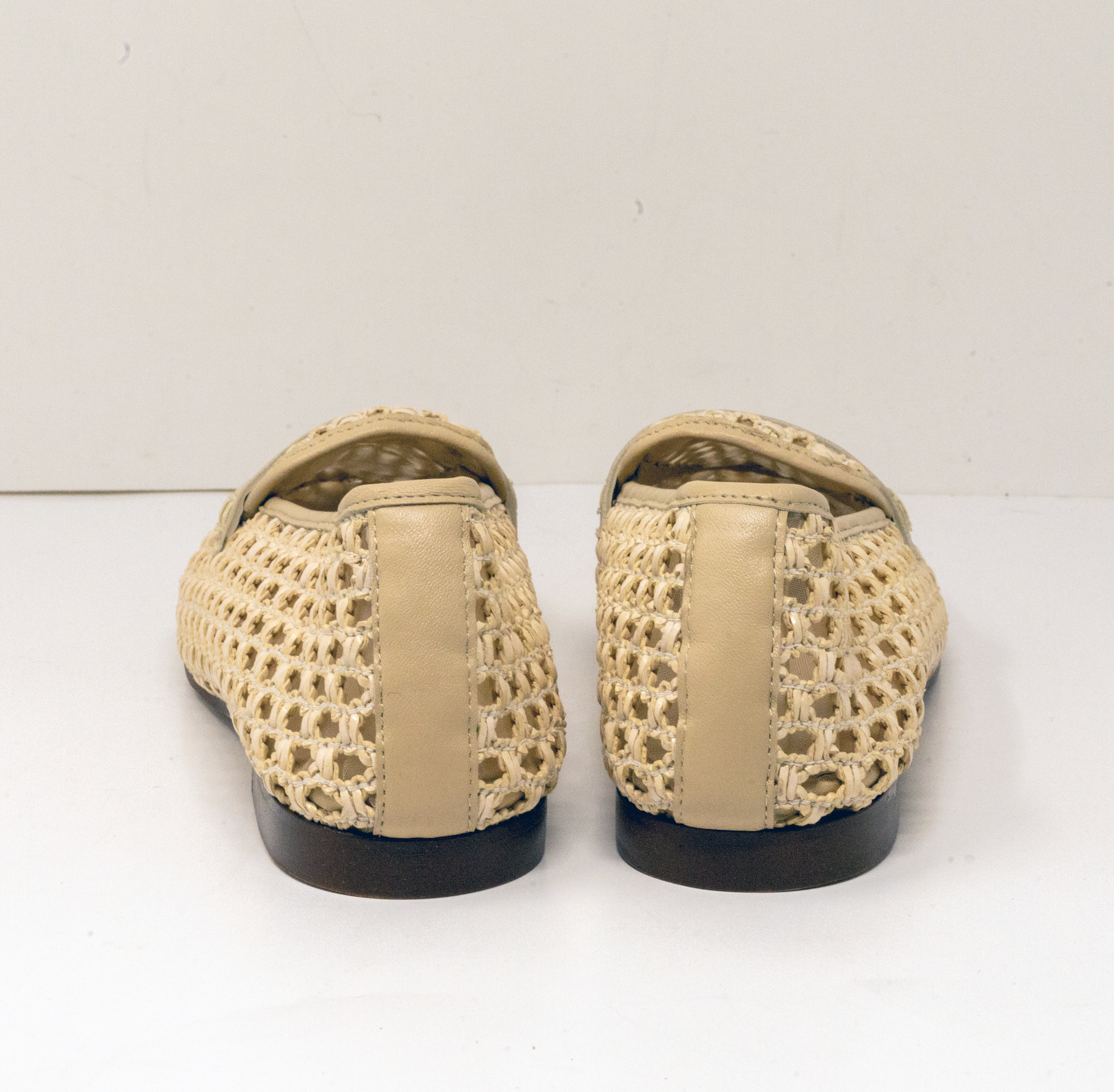 NEW Tuckernuck Rowan Genuine Leather Woven Slip On Loafers Flats Shoes Bone 9.5